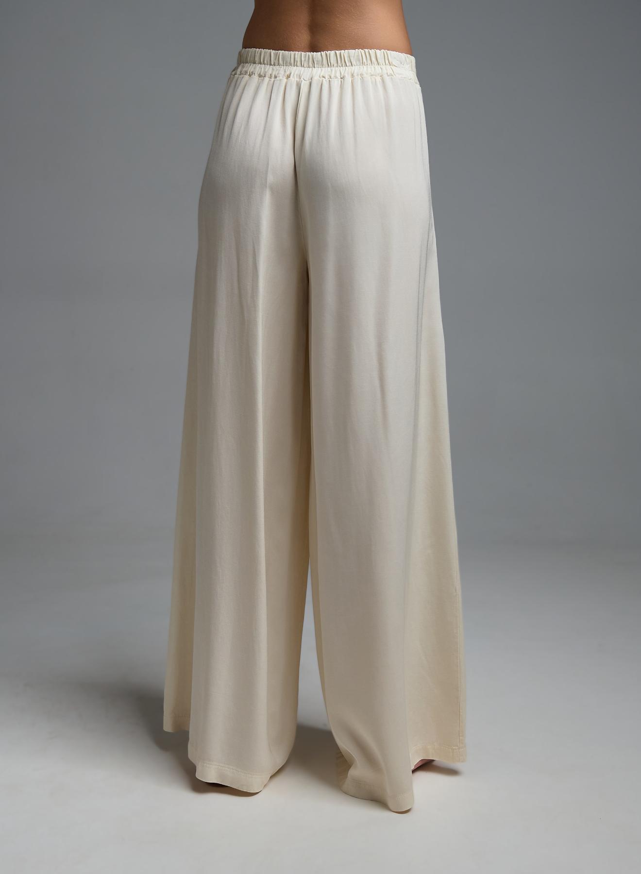 Ecru wide legs Pants with elasticated rear waistband Eco - 4