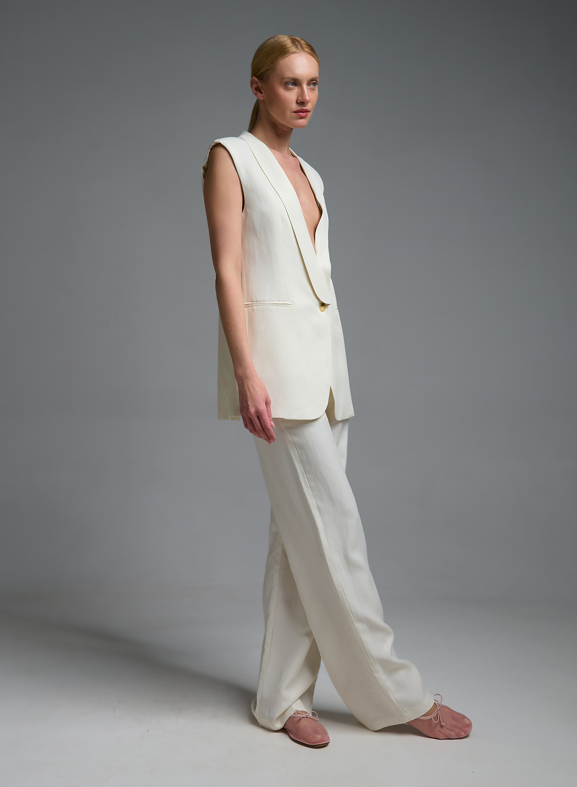 Ecru straight fit Trousers Vicolo - 2