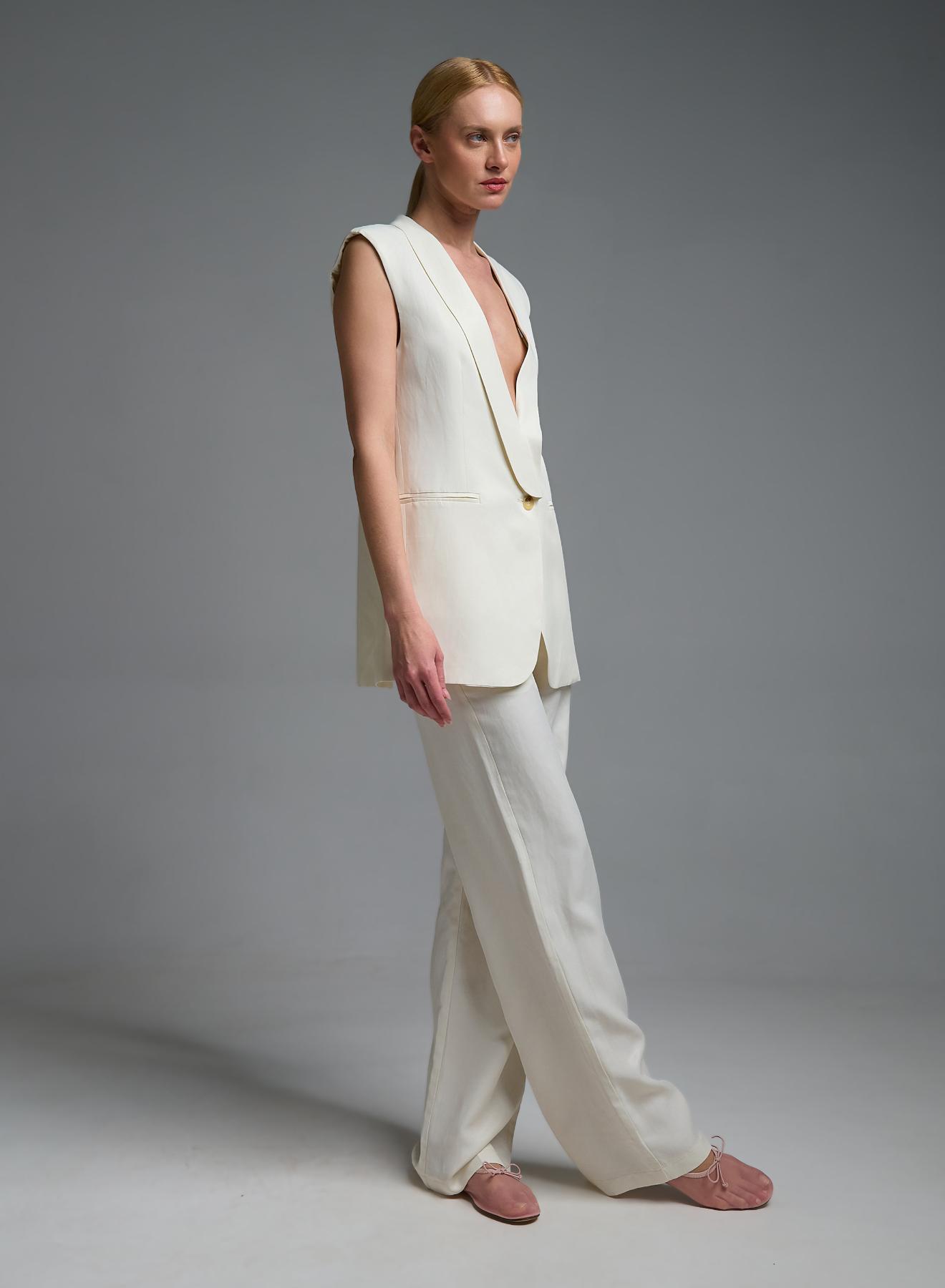 Ecru straight fit Trousers Vicolo - 3