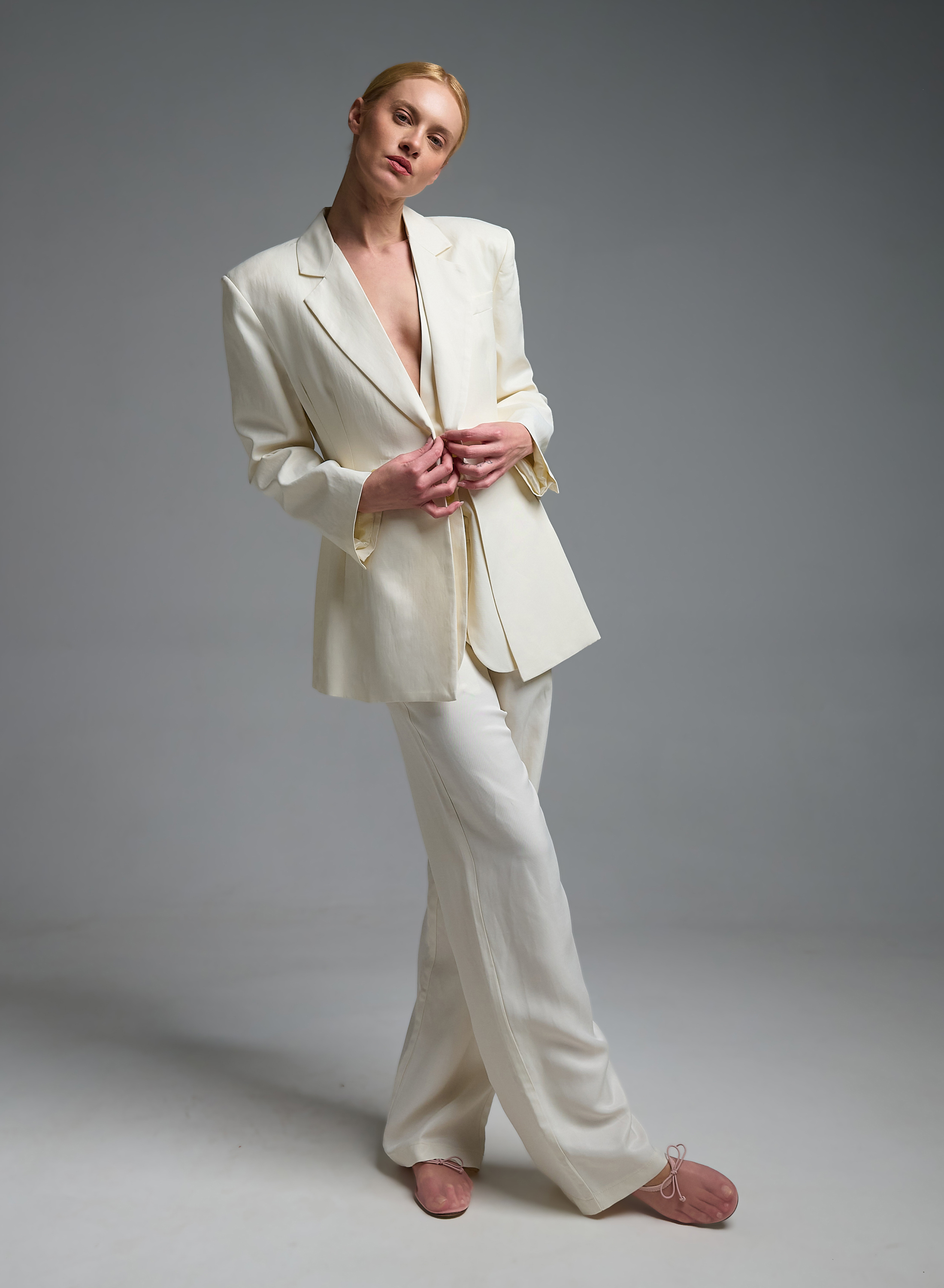 Ecru straight fit Trousers Vicolo - 1