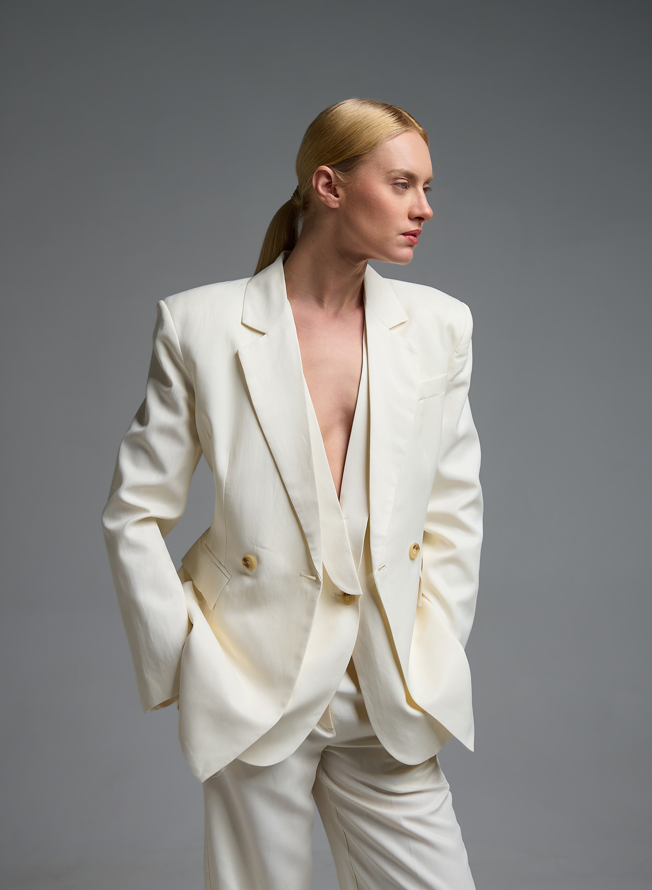 Ecru double breasted Jacket Vicolo - 1