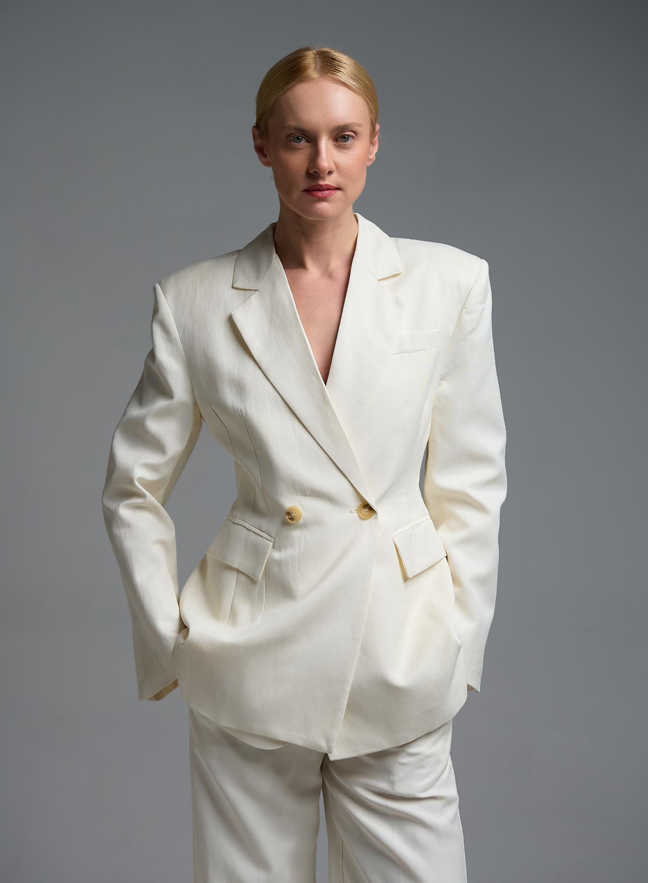 Ecru double breasted Jacket Vicolo - 1