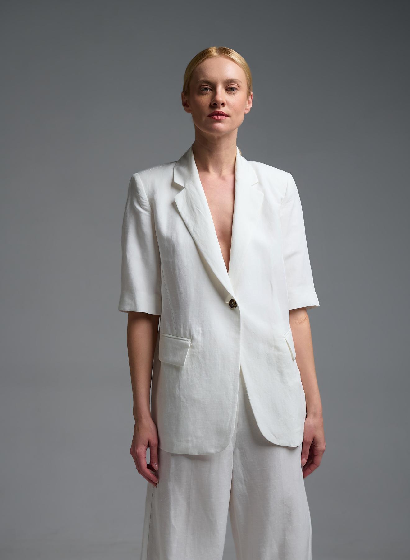White short sleeved linen Jacket Emme Marella - 2