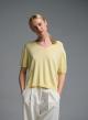Yellow knitted Blouse with short sleeves and with V neckline Valentina Milano - 0