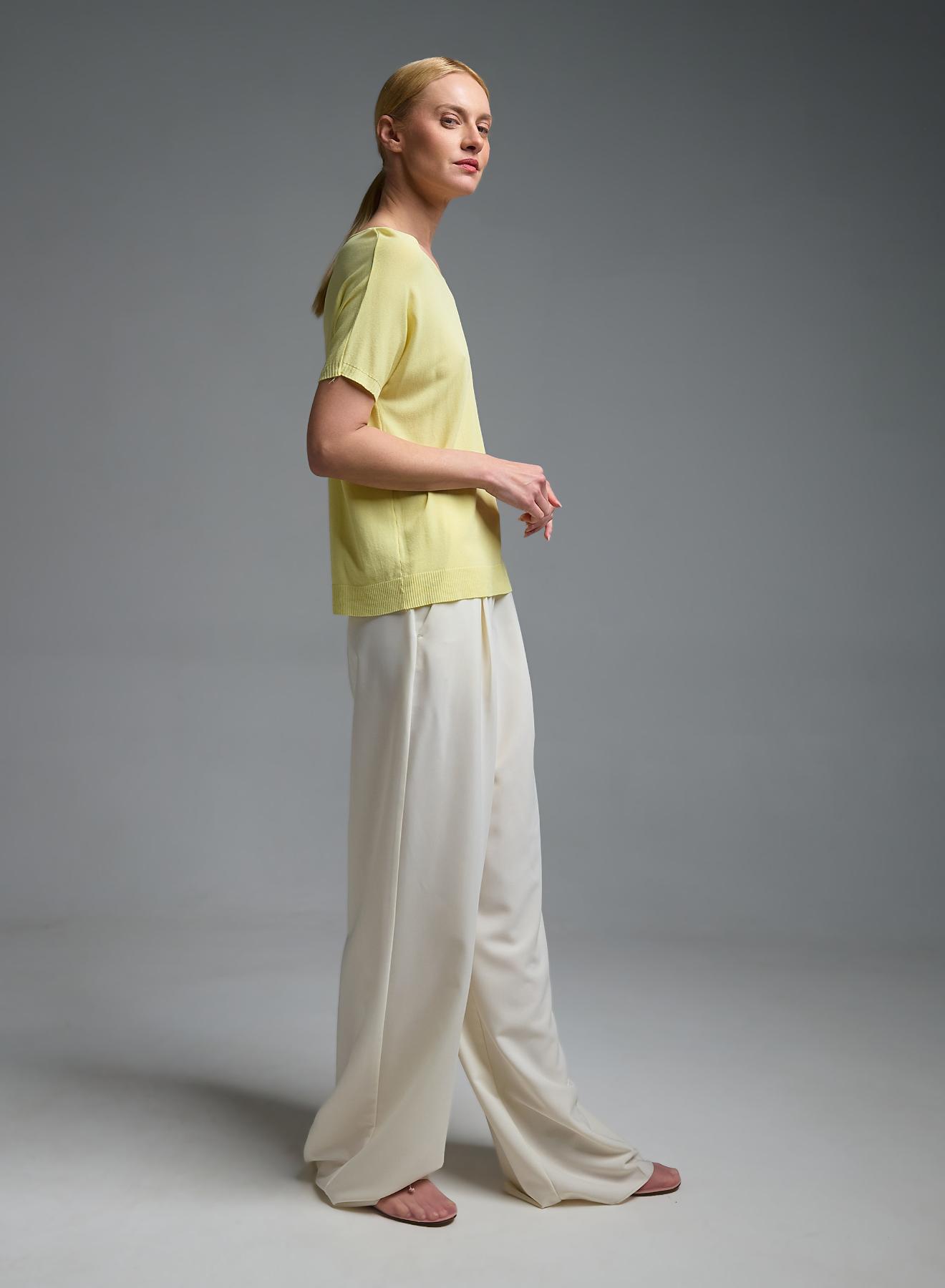 Κίτρινη πλεκτή Μπλούζα κοντά μανίκια και με V λαιμόκοψη Valentina Milano - 5