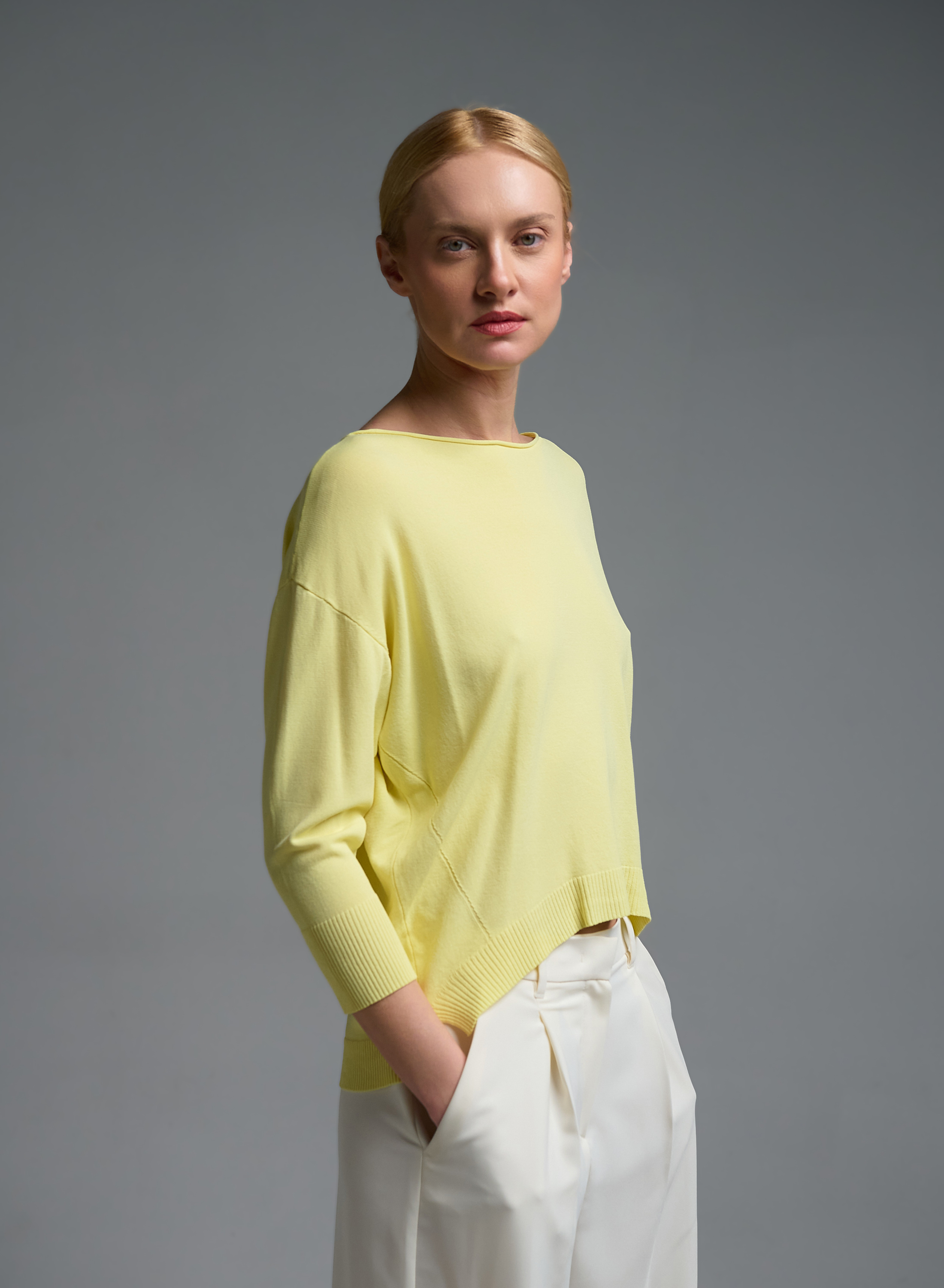 Yellow knitted Blouse with three quarters sleeves Valentina Milano - 2