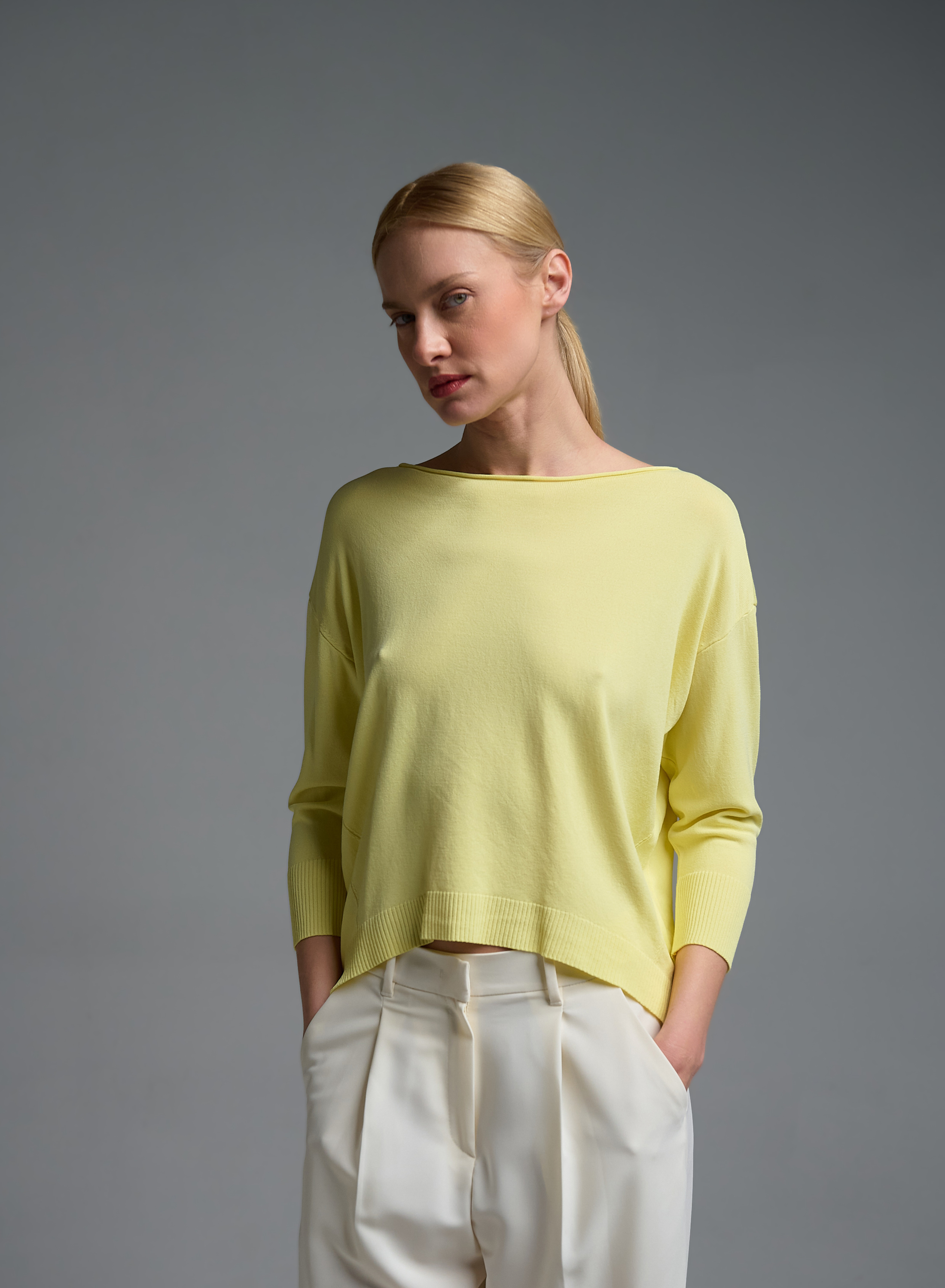 Yellow knitted Blouse with three quarters sleeves Valentina Milano - 1