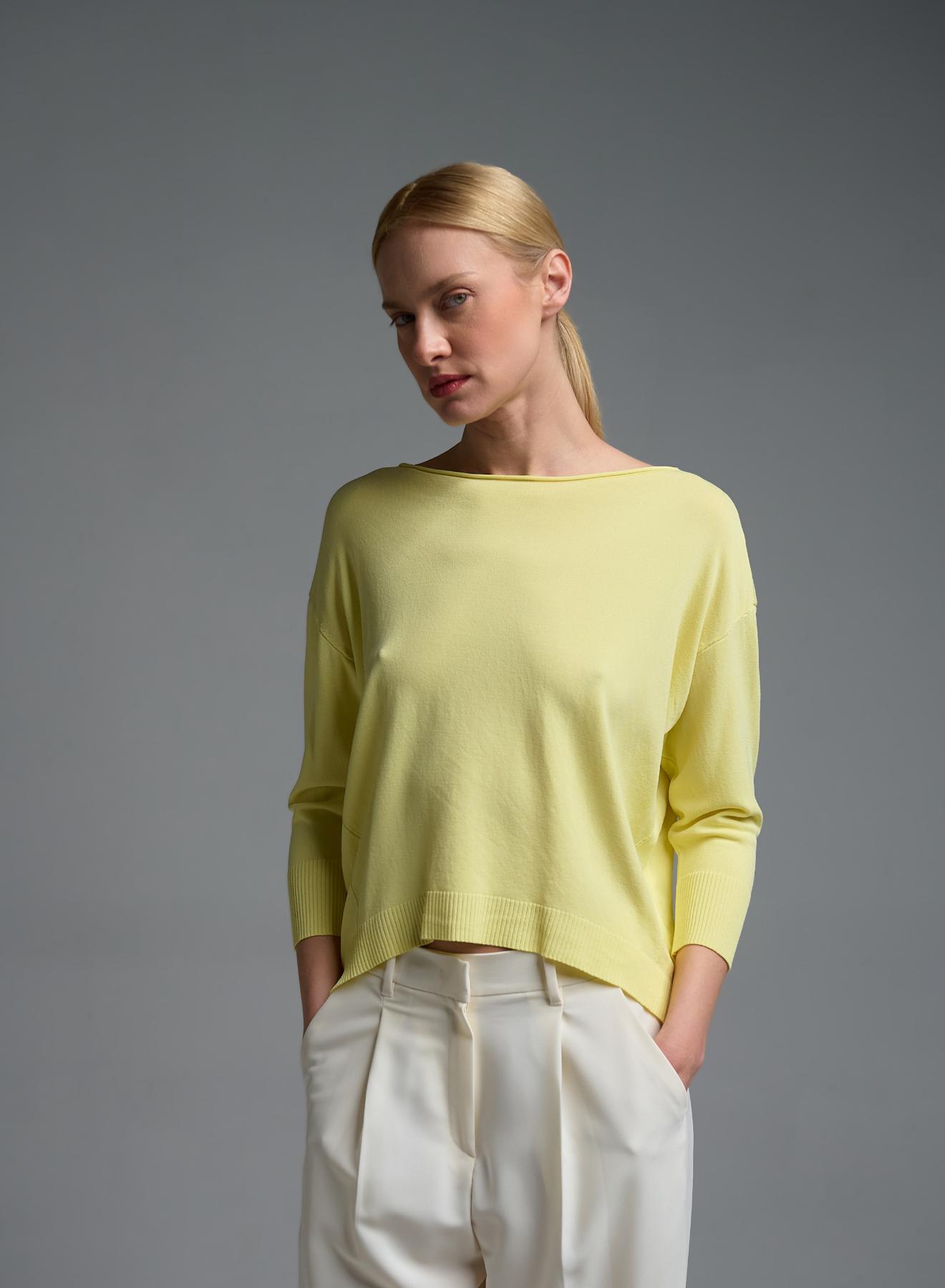 Yellow knitted Blouse with three quarters sleeves Valentina Milano - 2