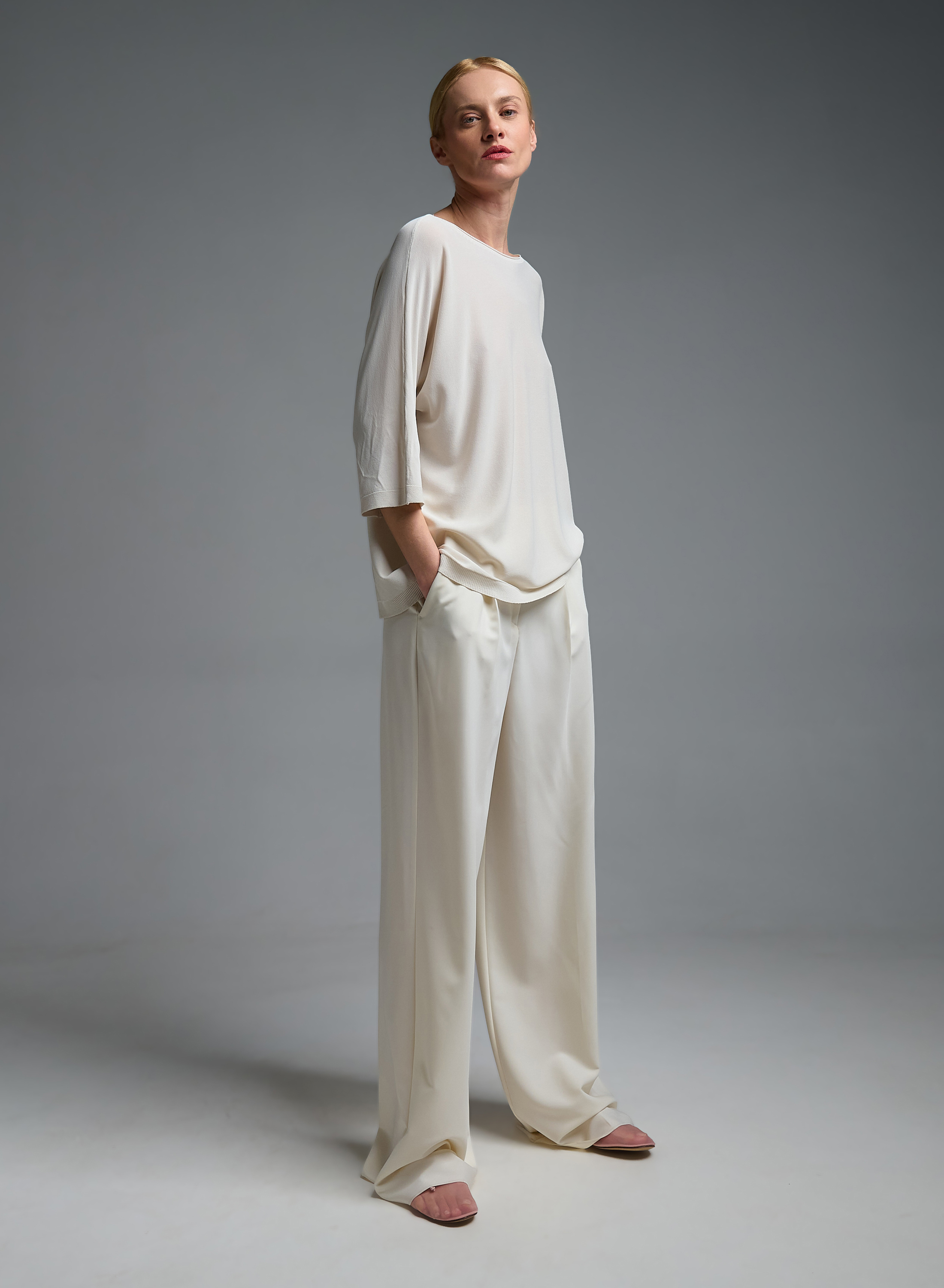 Εκρού πλεκτή Μπλούζα loose fit Valentina Milano - 1