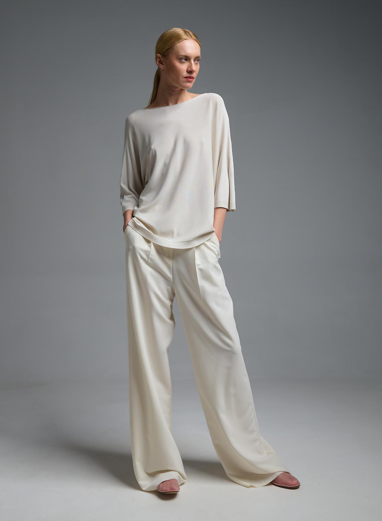 Εκρού πλεκτή Μπλούζα loose fit Valentina Milano - 3