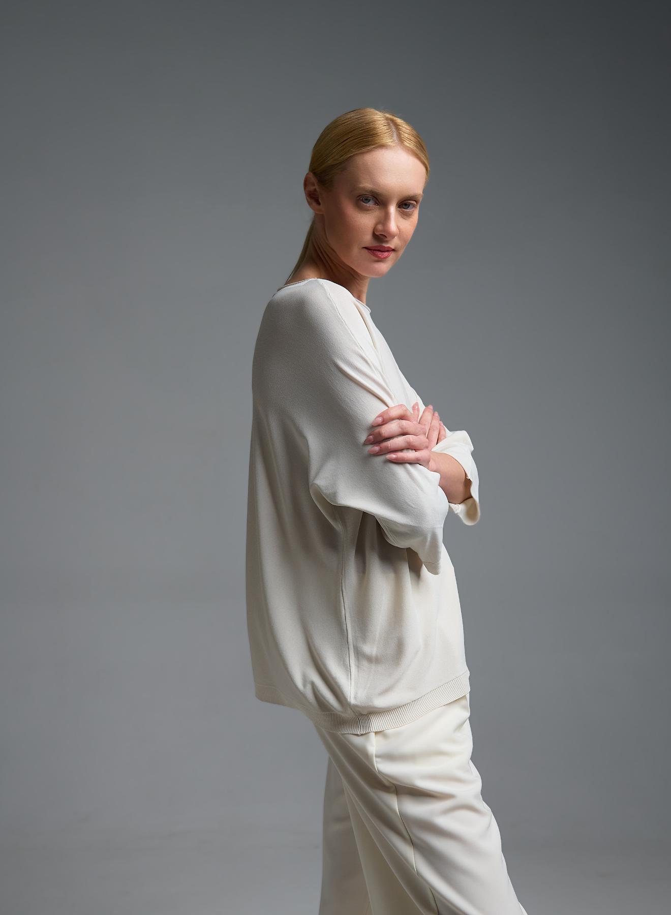 Εκρού πλεκτή Μπλούζα loose fit Valentina Milano - 4