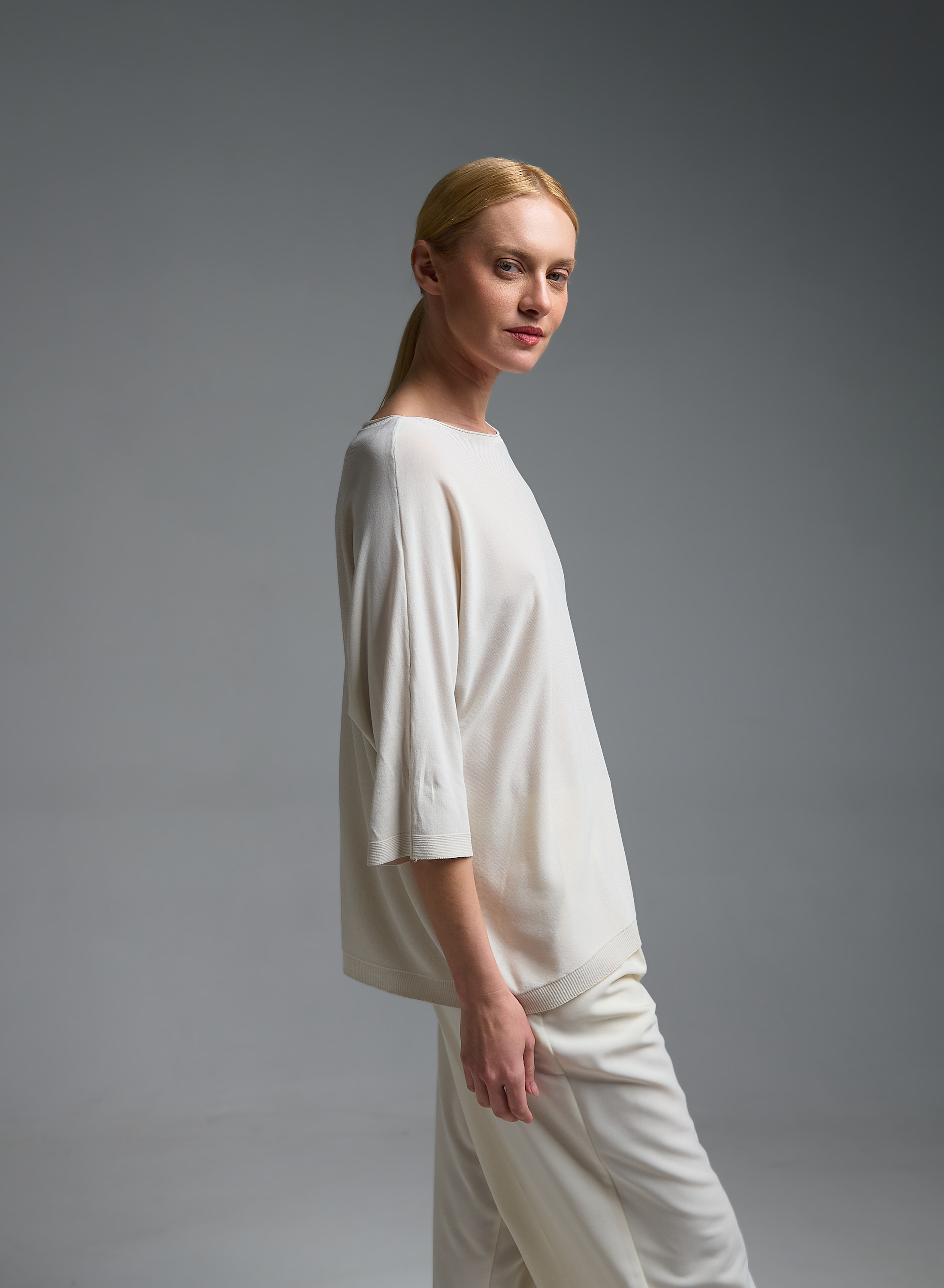 Εκρού πλεκτή Μπλούζα loose fit Valentina Milano - 4