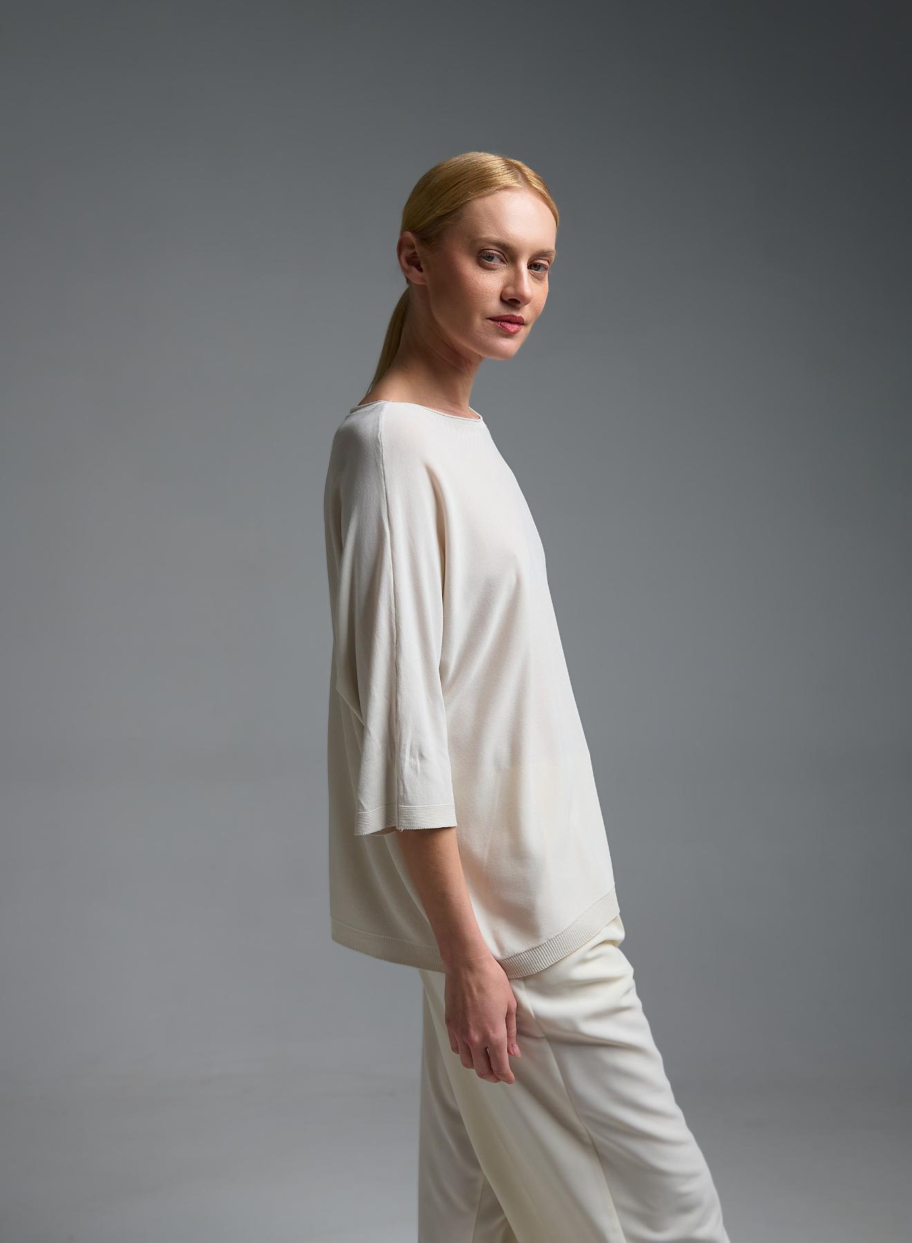 Εκρού πλεκτή Μπλούζα loose fit Valentina Milano - 5
