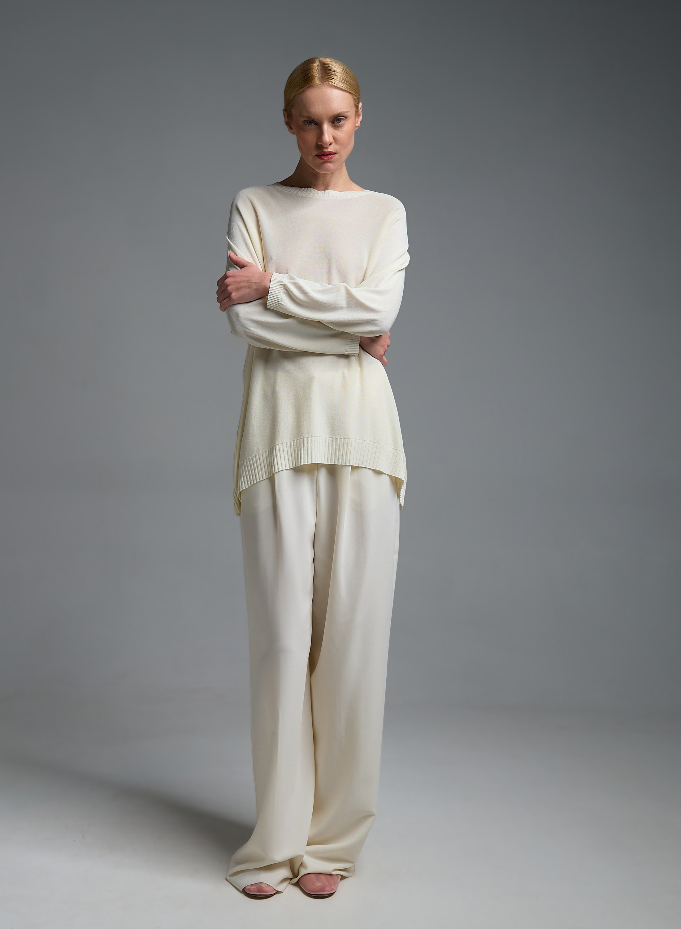 Εκρού πλεκτή Μπλούζα loose fit Valentina Milano - 1