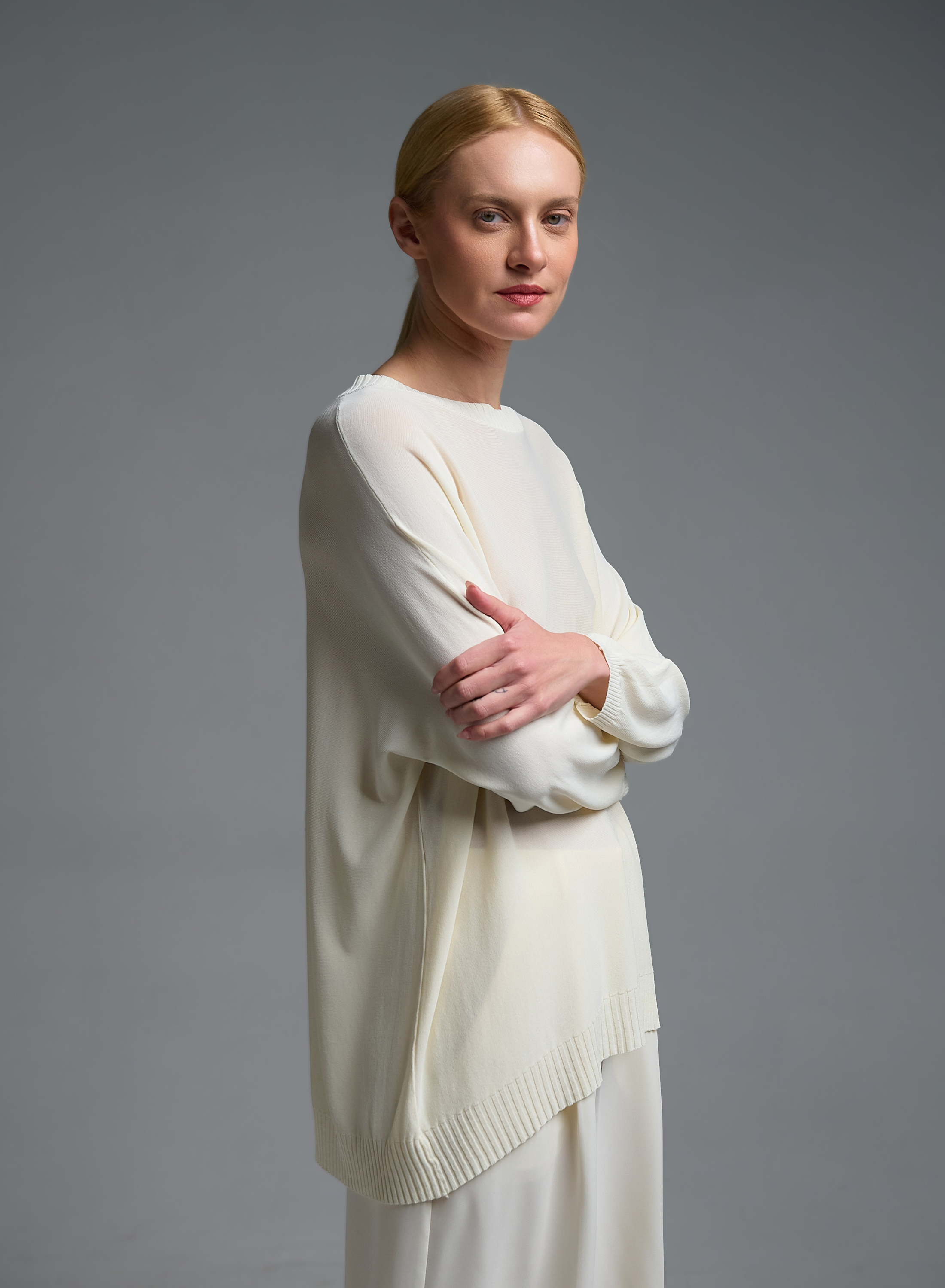 Εκρού πλεκτή Μπλούζα loose fit Valentina Milano - 2