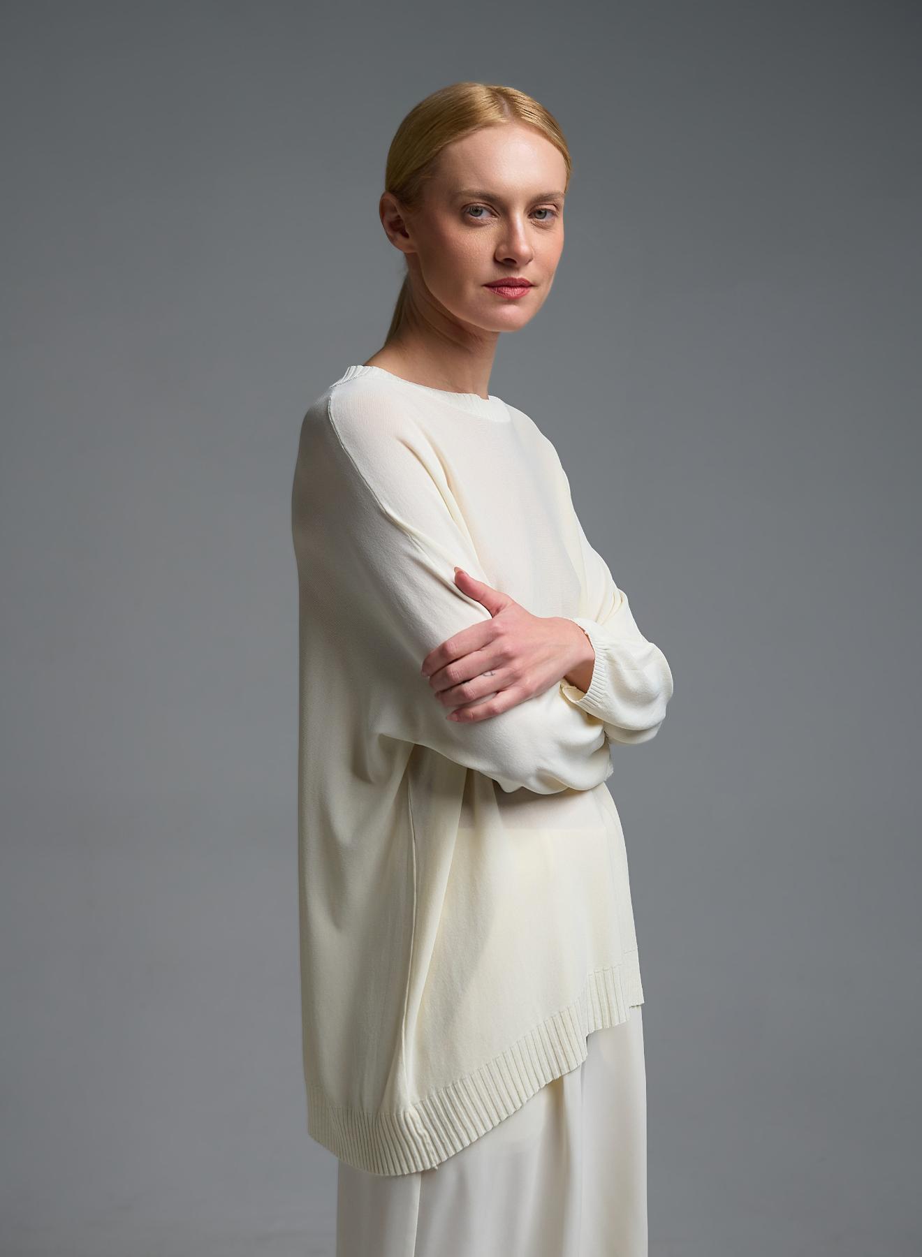 Εκρού πλεκτή Μπλούζα loose fit Valentina Milano - 3