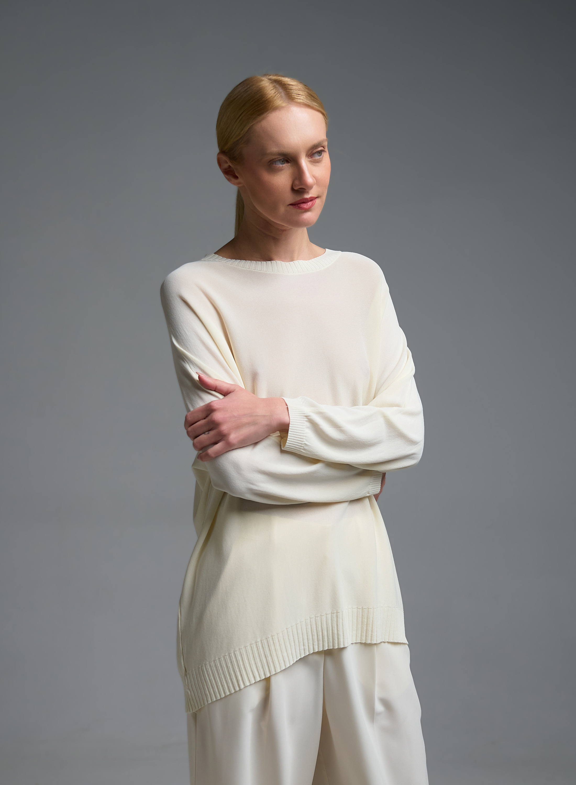 Εκρού πλεκτή Μπλούζα loose fit Valentina Milano - 3