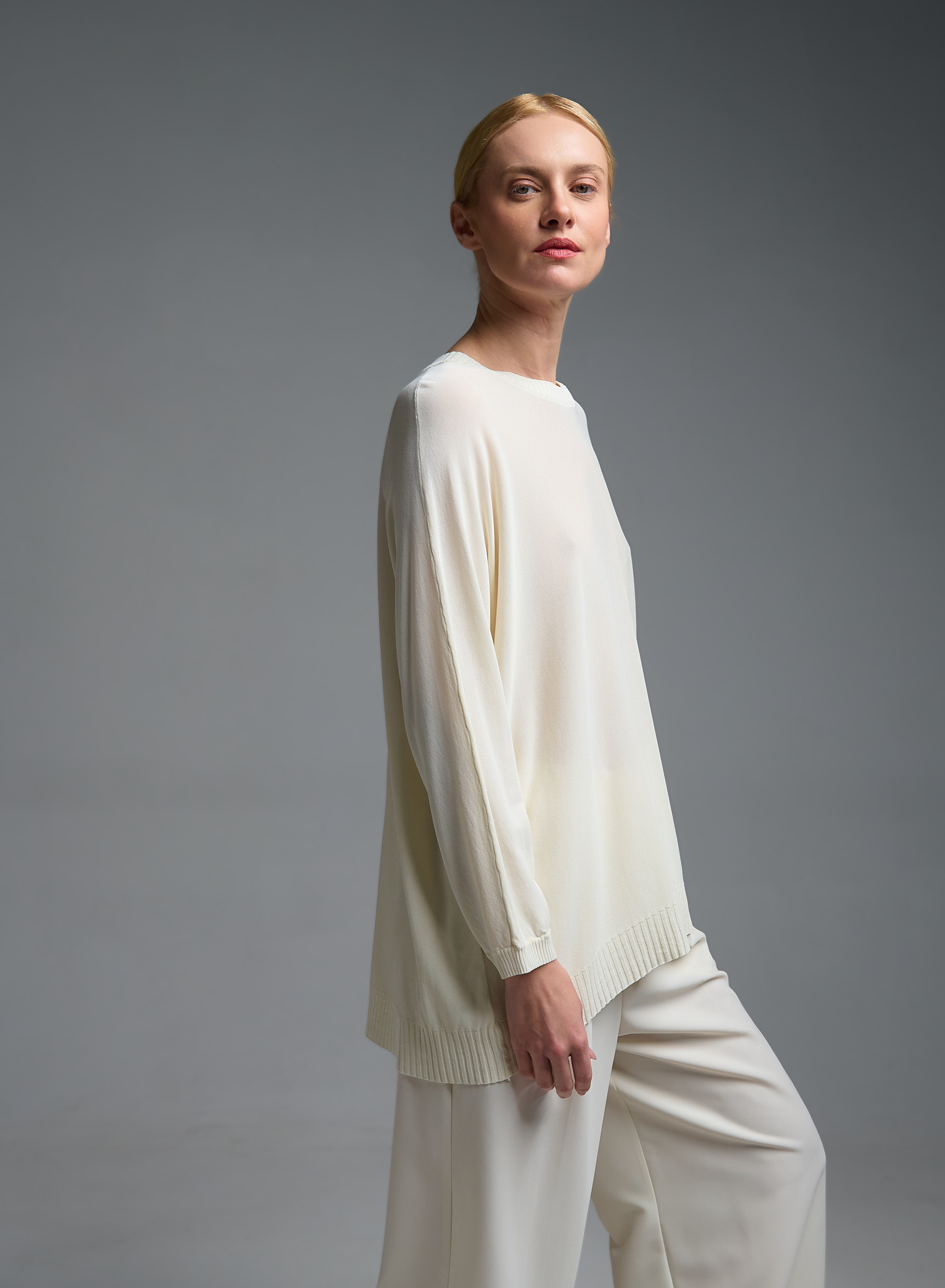 Εκρού πλεκτή Μπλούζα loose fit Valentina Milano - 4