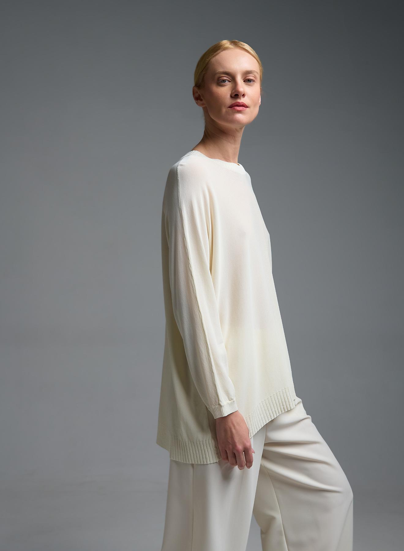 Εκρού πλεκτή Μπλούζα loose fit Valentina Milano - 5