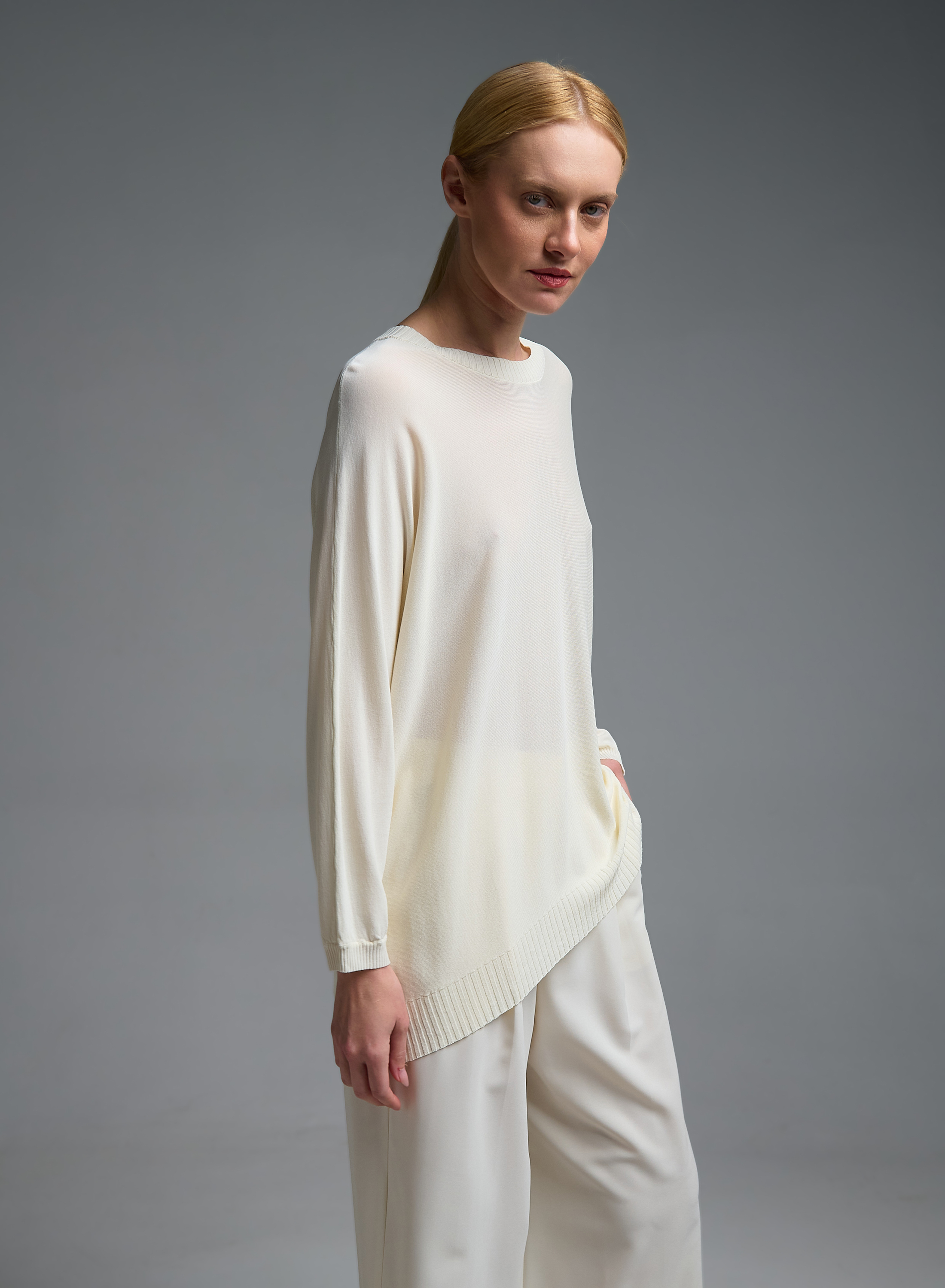 Εκρού πλεκτή Μπλούζα loose fit Valentina Milano - 0