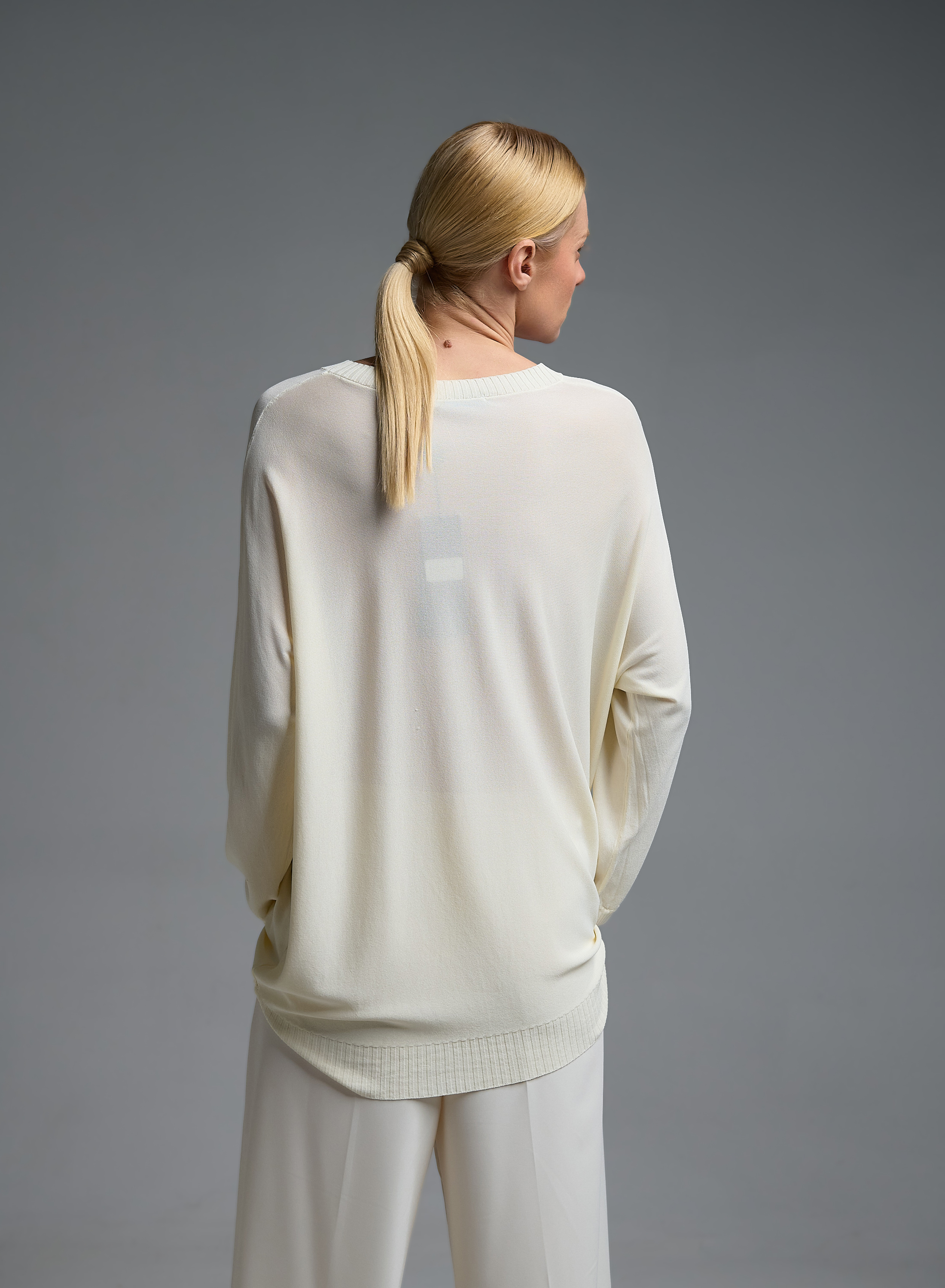 Εκρού πλεκτή Μπλούζα loose fit Valentina Milano - 5