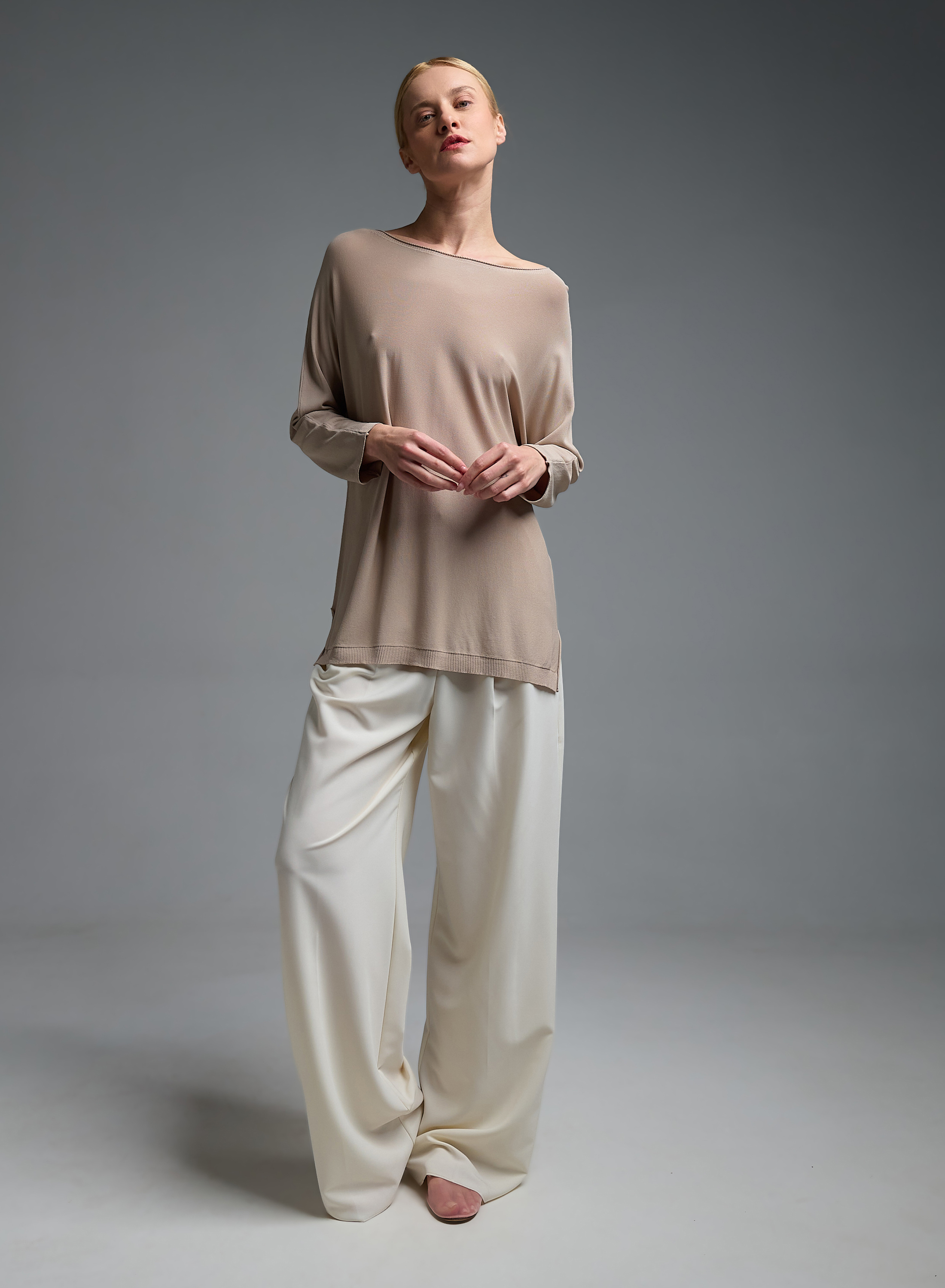 Taupe πλεκτή Μπλούζα loose fit Valentina Milano - 1