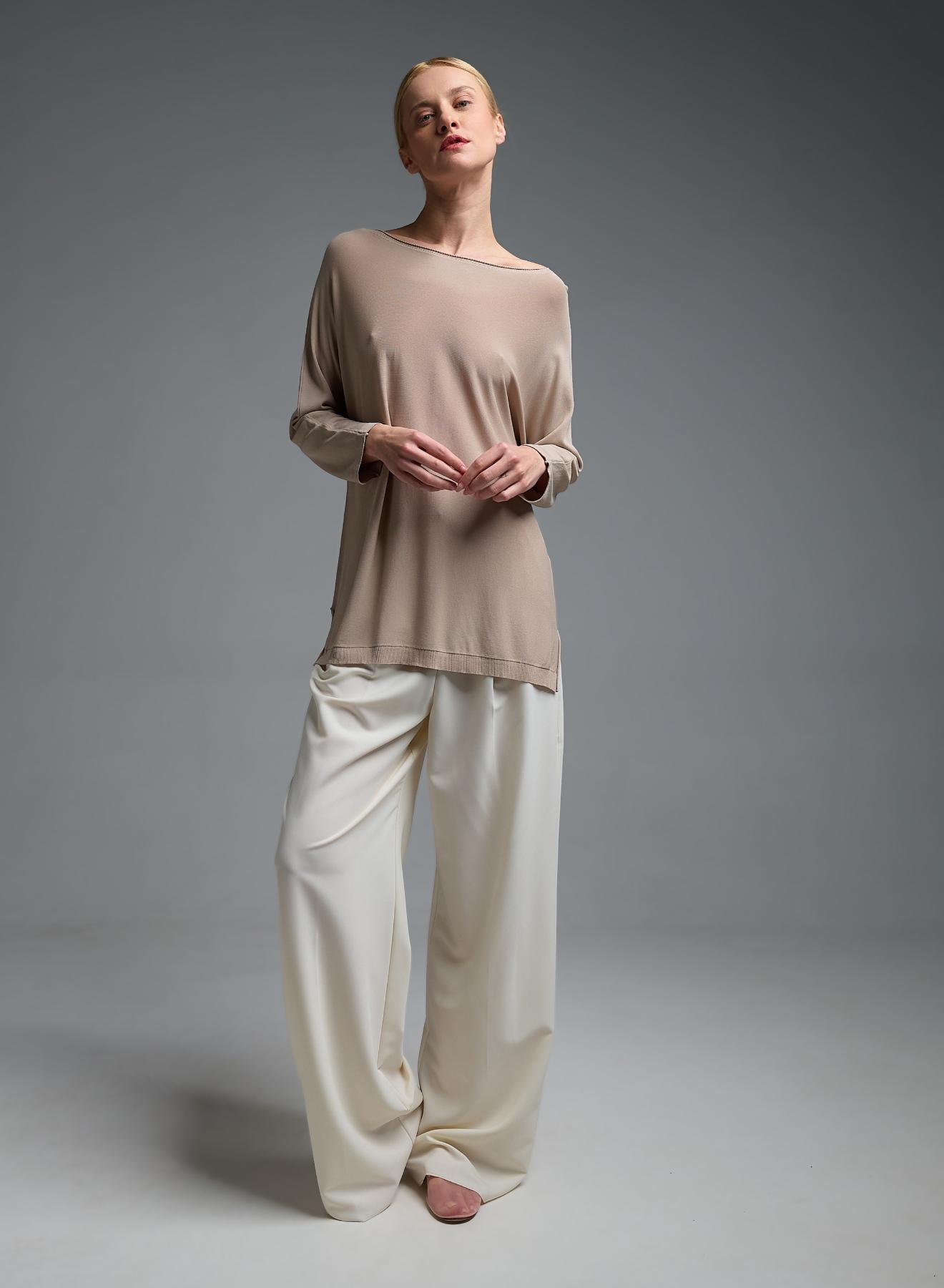 Taupe πλεκτή Μπλούζα loose fit Valentina Milano - 2