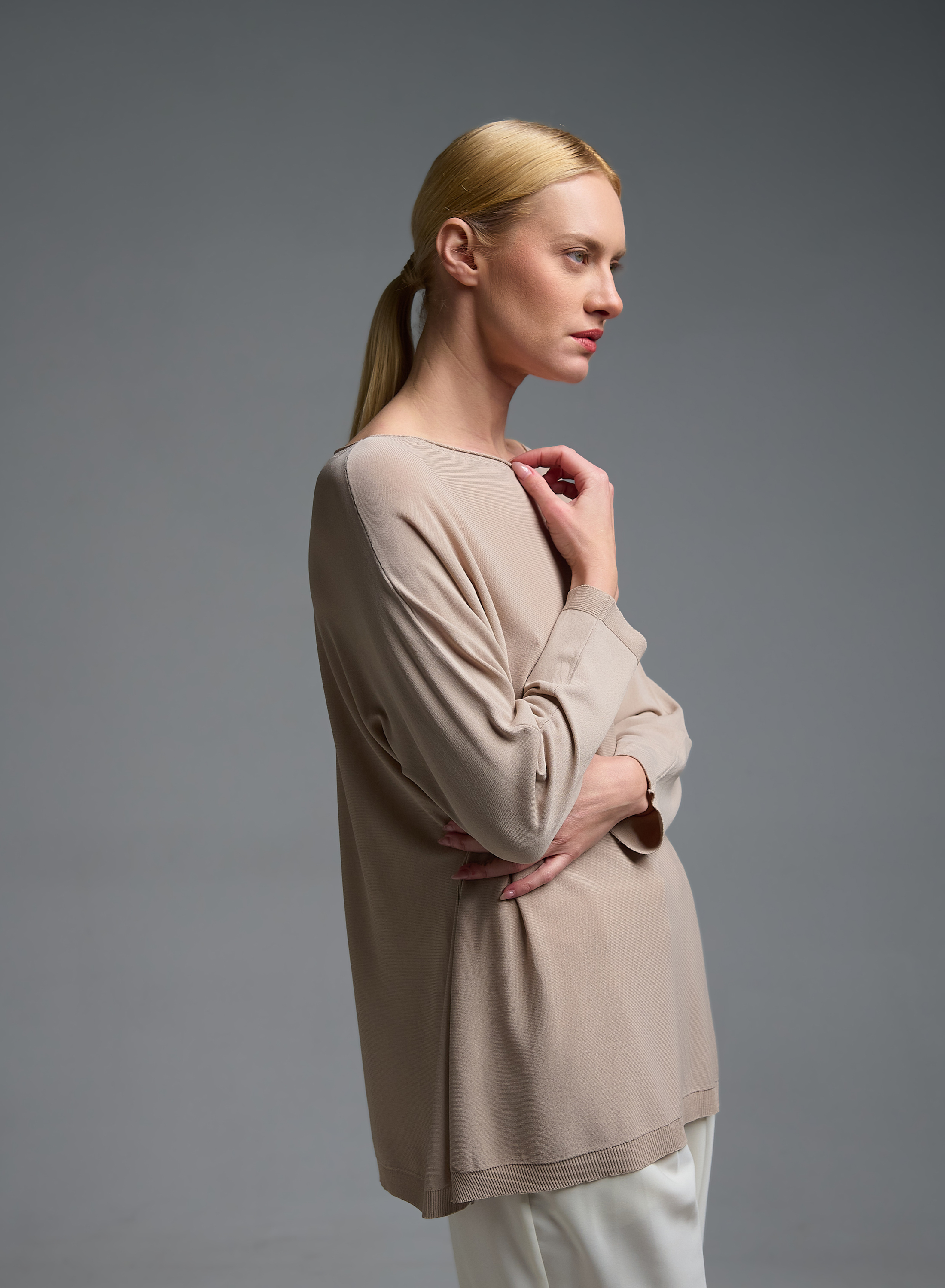 Taupe πλεκτή Μπλούζα loose fit Valentina Milano - 2