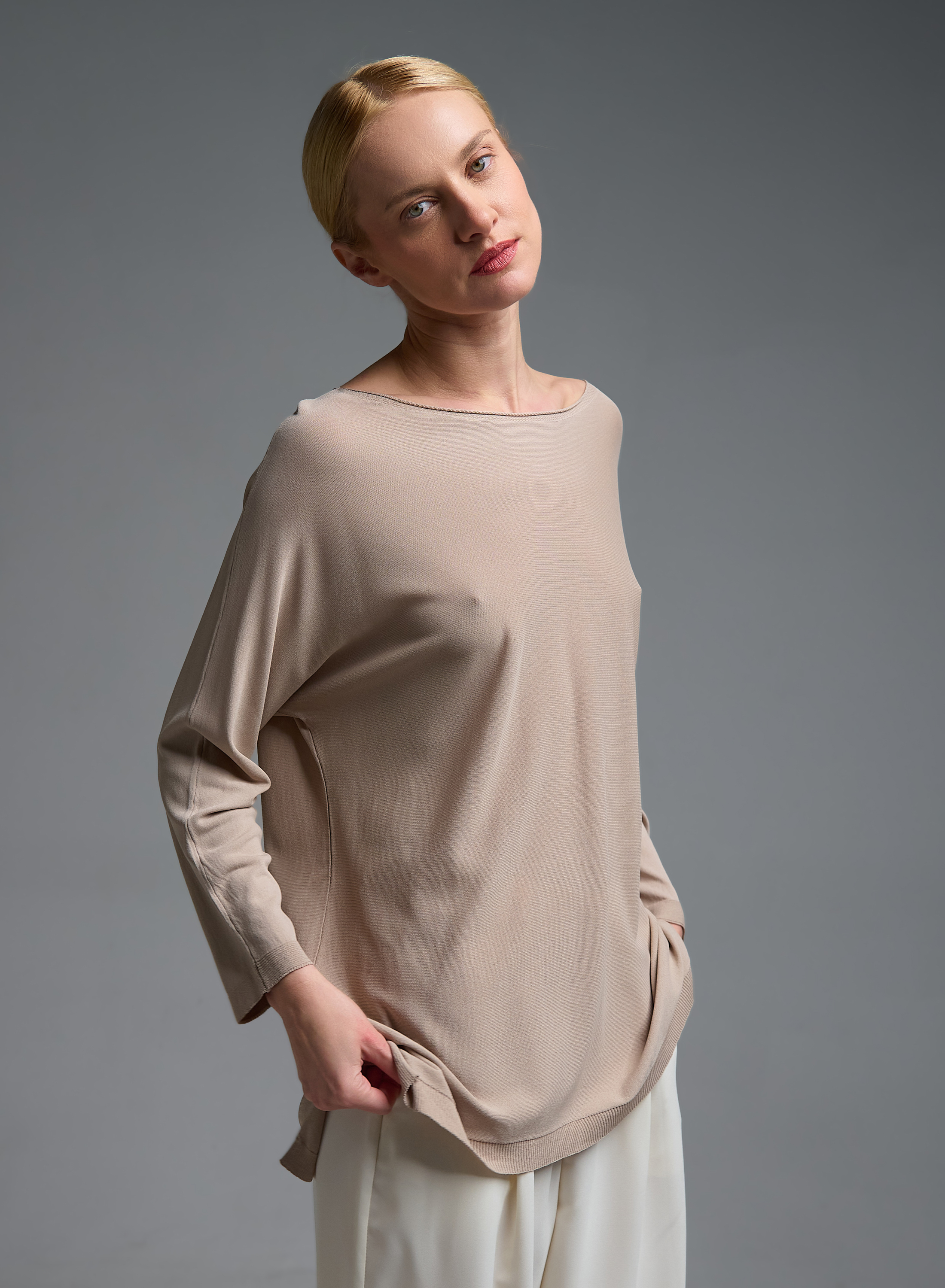 Taupe πλεκτή Μπλούζα loose fit Valentina Milano - 3