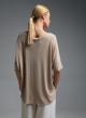 Taupe πλεκτή Μπλούζα loose fit με κοντά μανίκια, με V λαιμόκοψη και με ανοίγματα στο πλάι Valentina Milano - 4