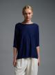 Μπλε πλεκτή Μπλούζα με ανοίγματα στο πλάι και με κοντά μανίκια Valentina Milano - 0