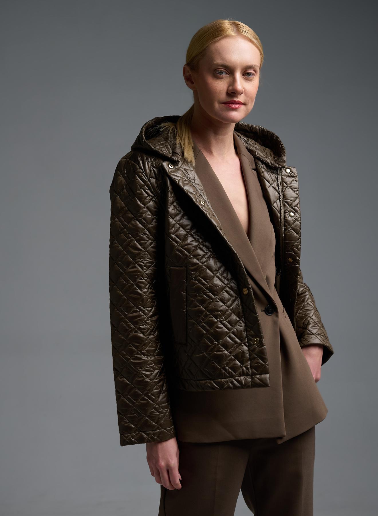 Chocolate water-repellent Jacket with adjustable hood Emme Marella - 5