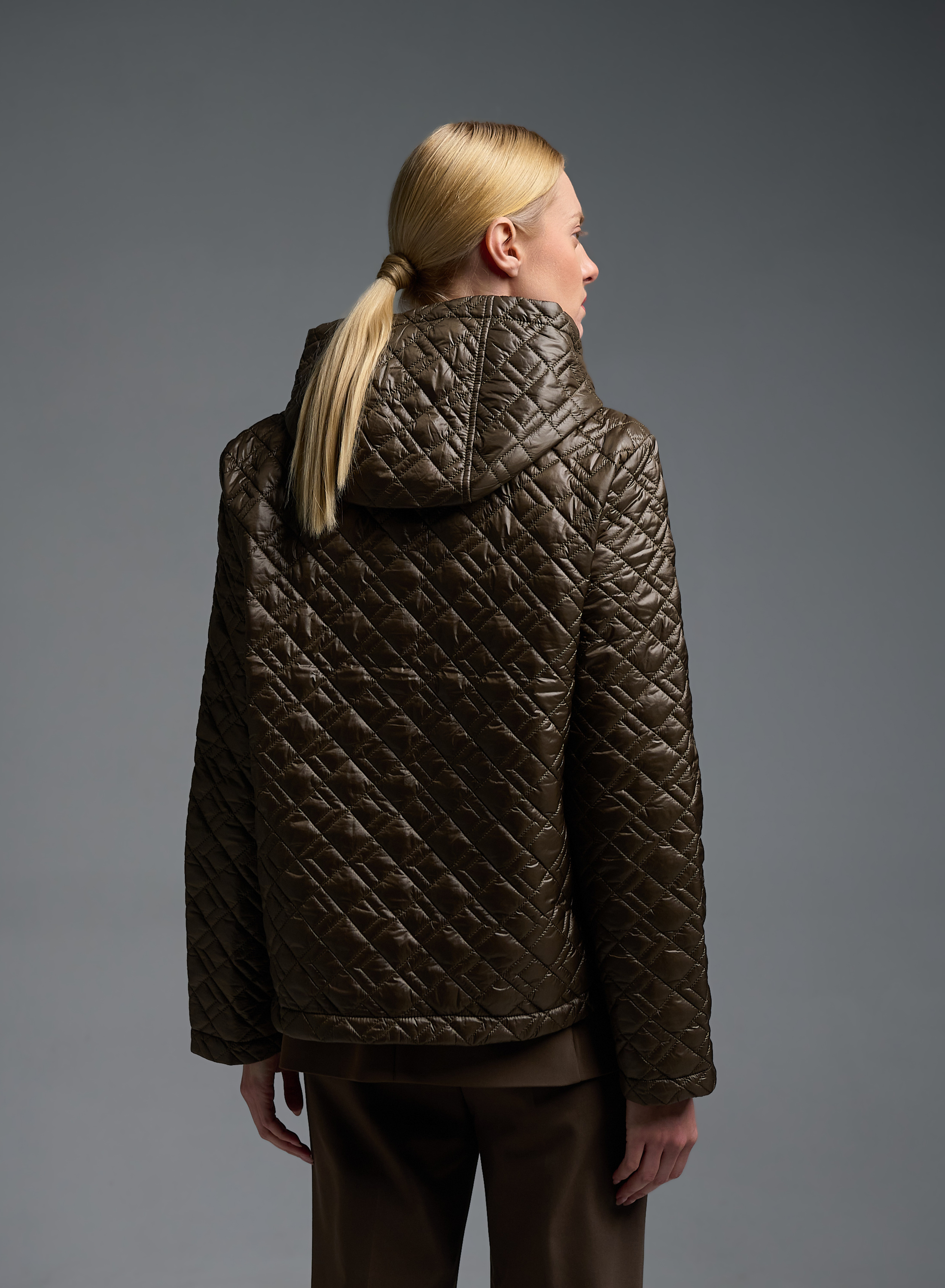 Chocolate water-repellent Jacket with adjustable hood Emme Marella - 7