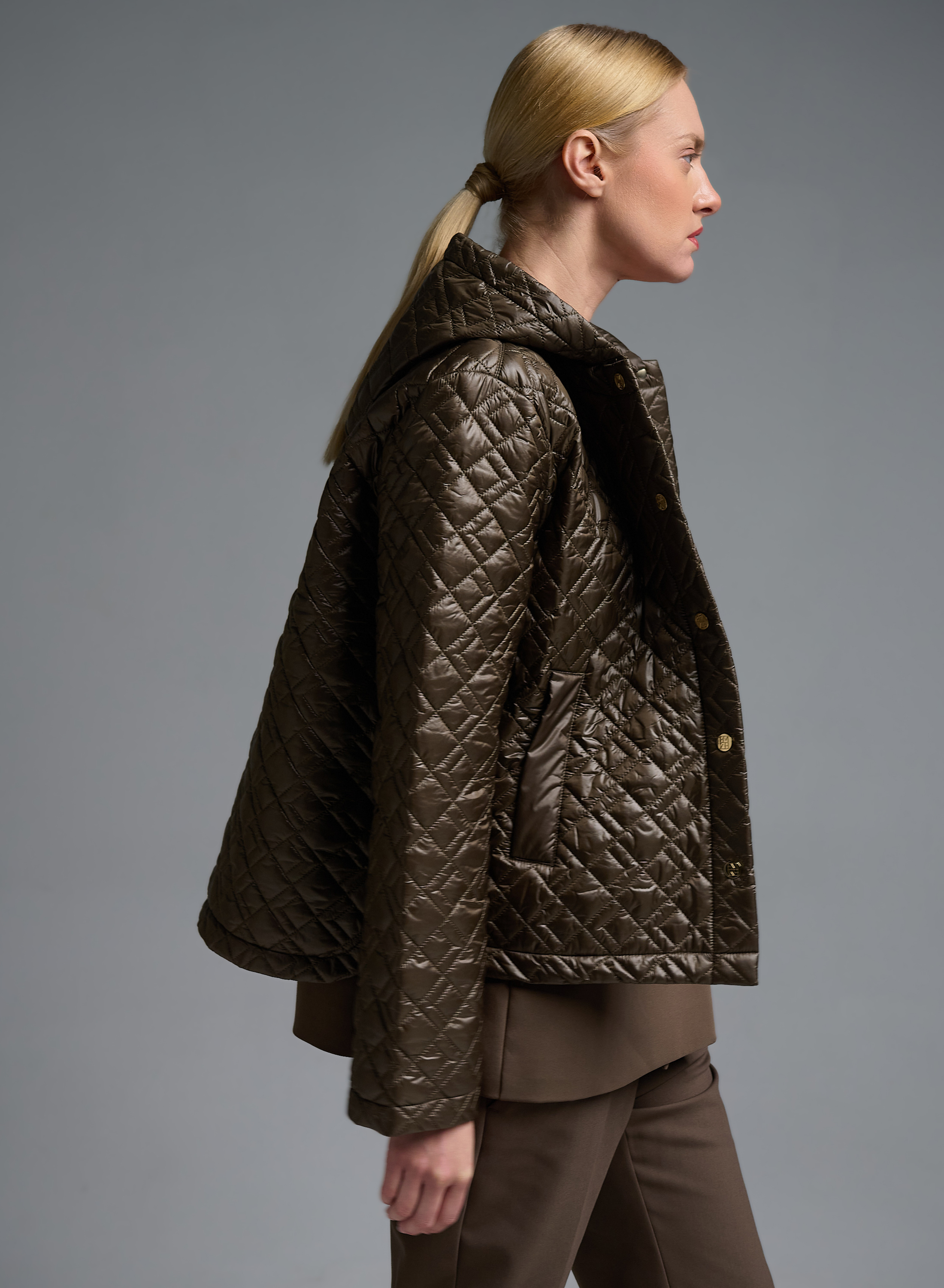 Chocolate water-repellent Jacket with adjustable hood Emme Marella - 3