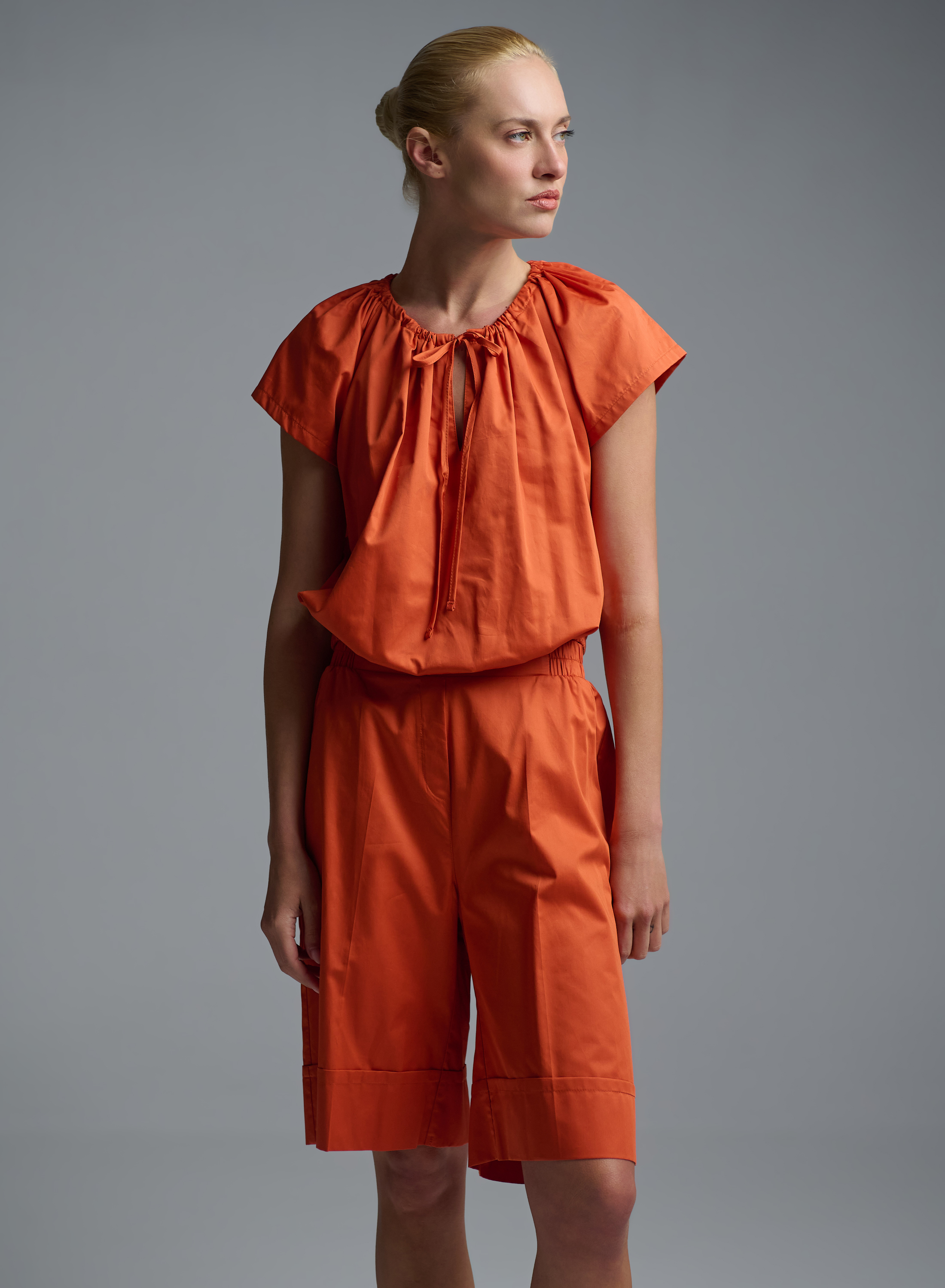 Orange popline Blouse "THALASSA" Devotion Twins - 3