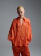 Orange voile Blouse with V neckline and with collar "WHISPER" Devotion Twins - 0