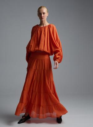 Orange voile Blouse with balloon sleeves "WILLOW" Devotion Twins - 60038