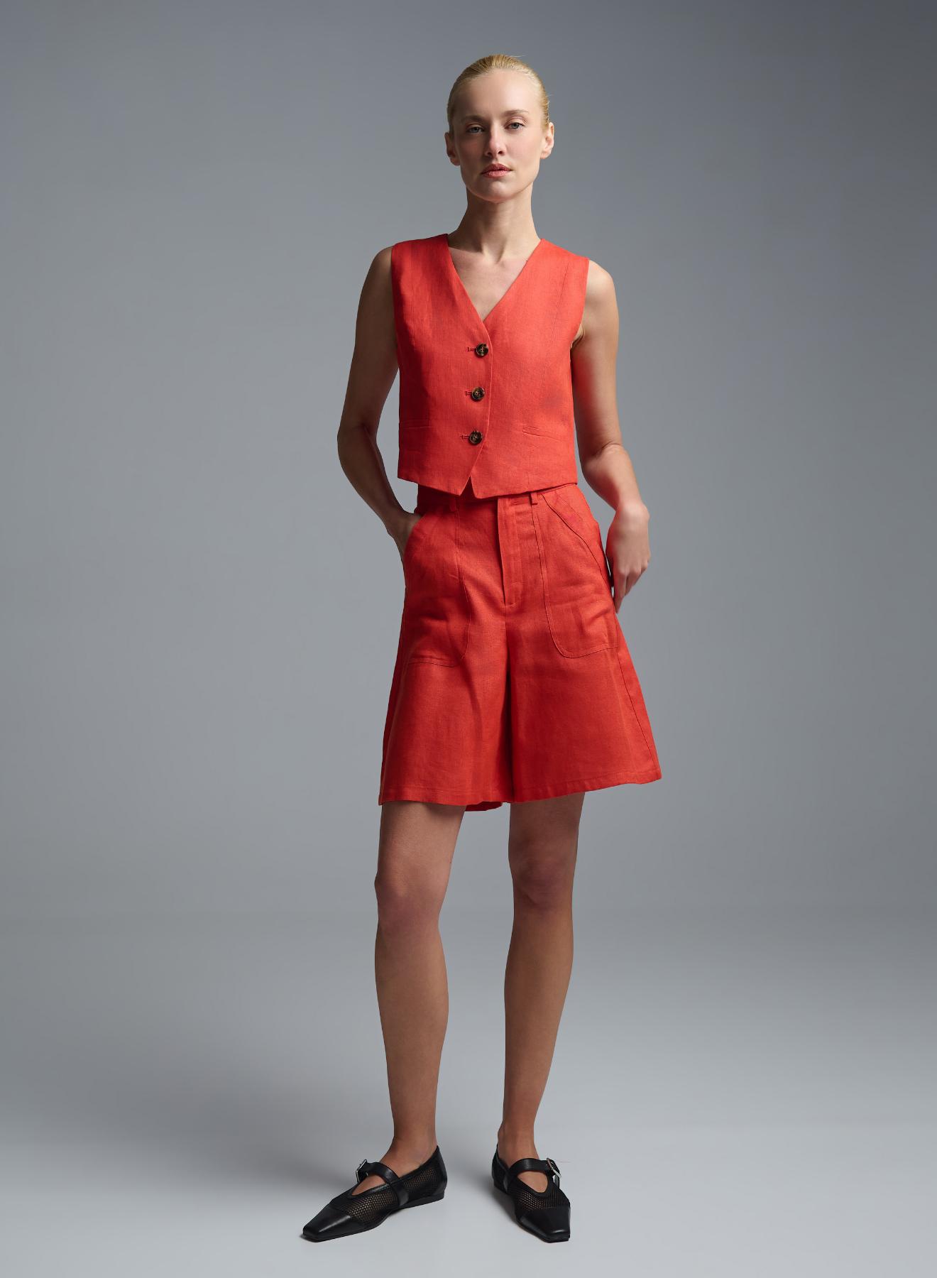 Orange linen Bermuda Shorts Emme Marella - 1
