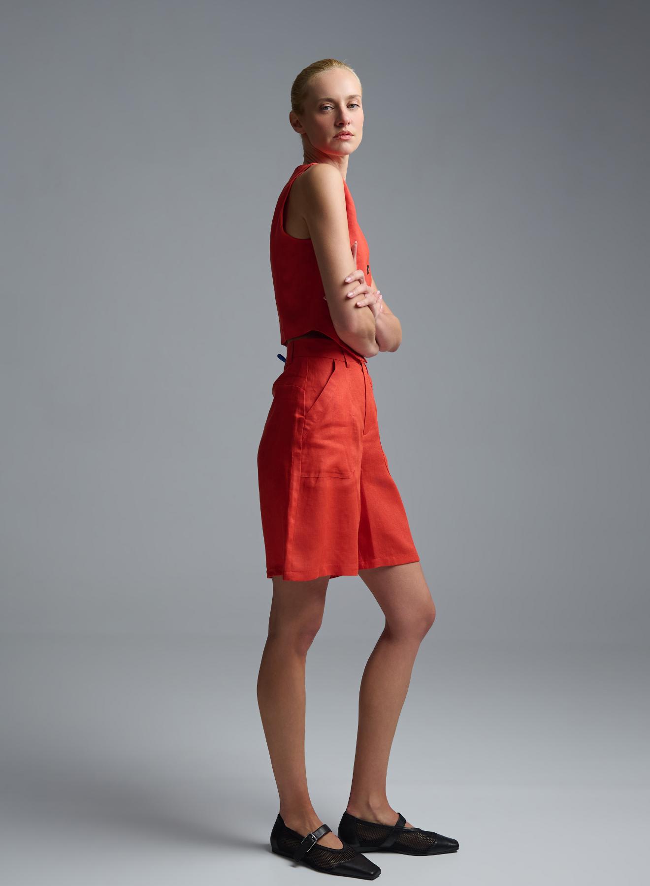 Orange linen Bermuda Shorts Emme Marella - 4