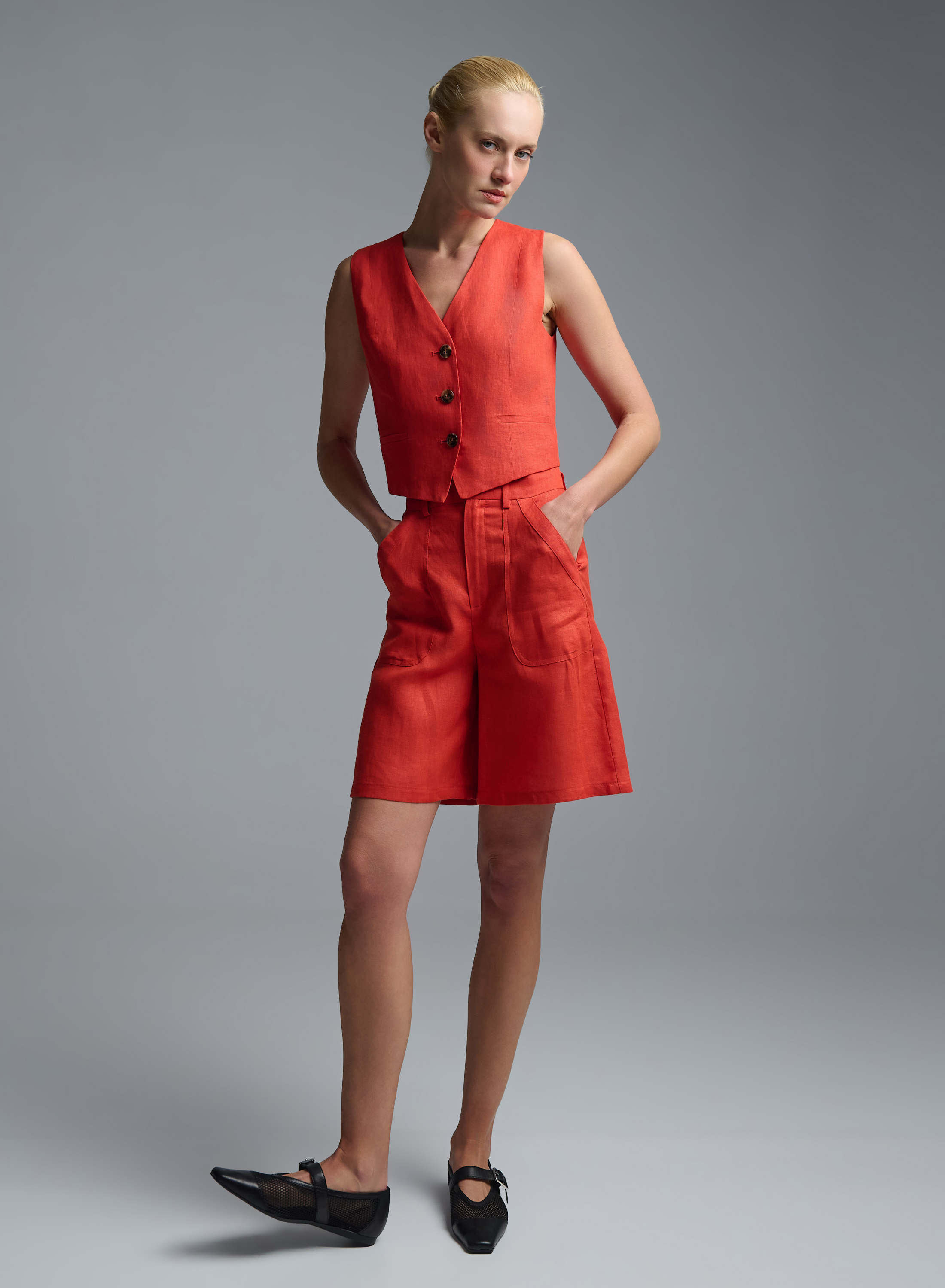 Orange linen Bermuda Shorts Emme Marella - 4