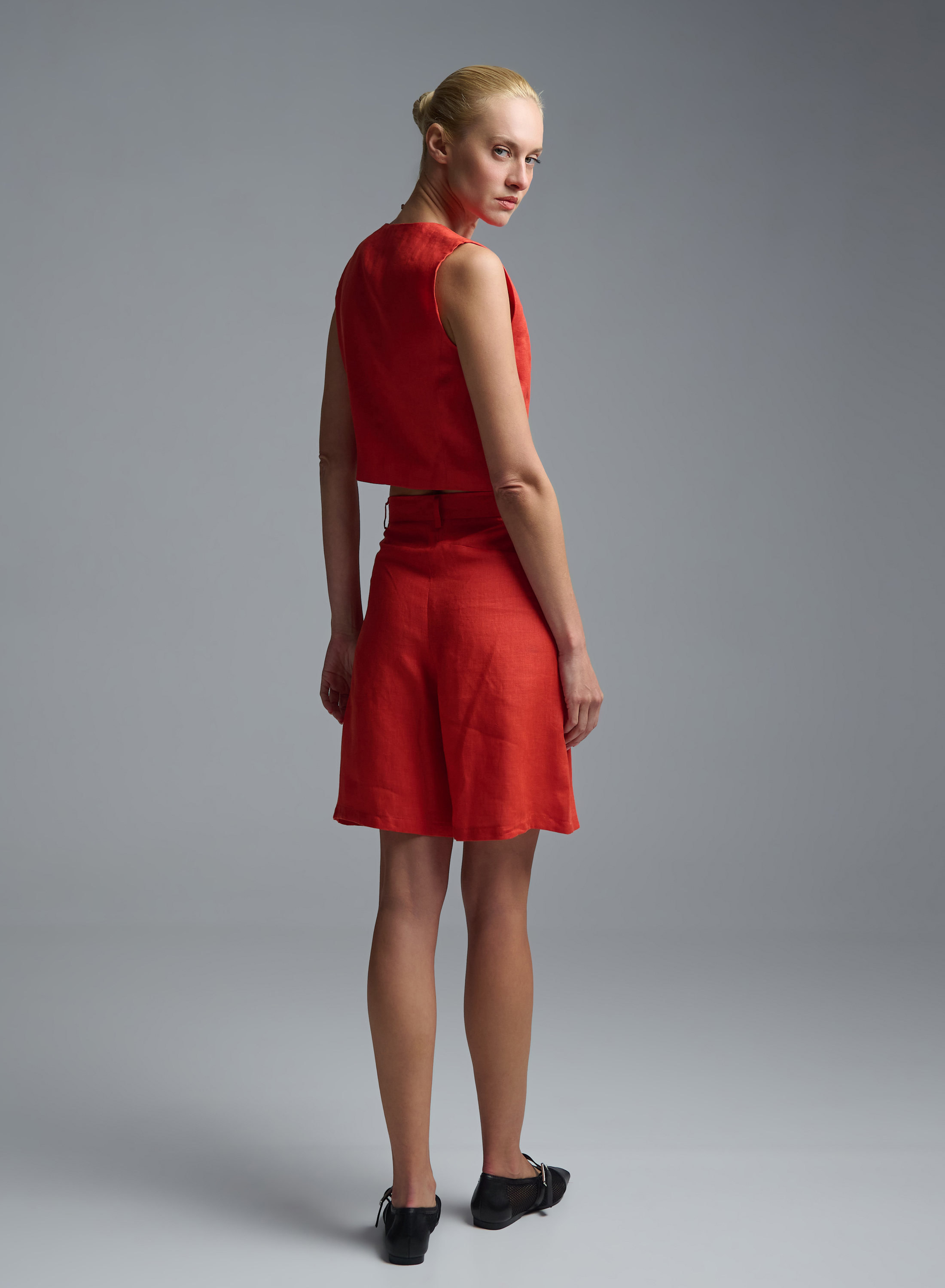 Orange linen Bermuda Shorts Emme Marella - 5