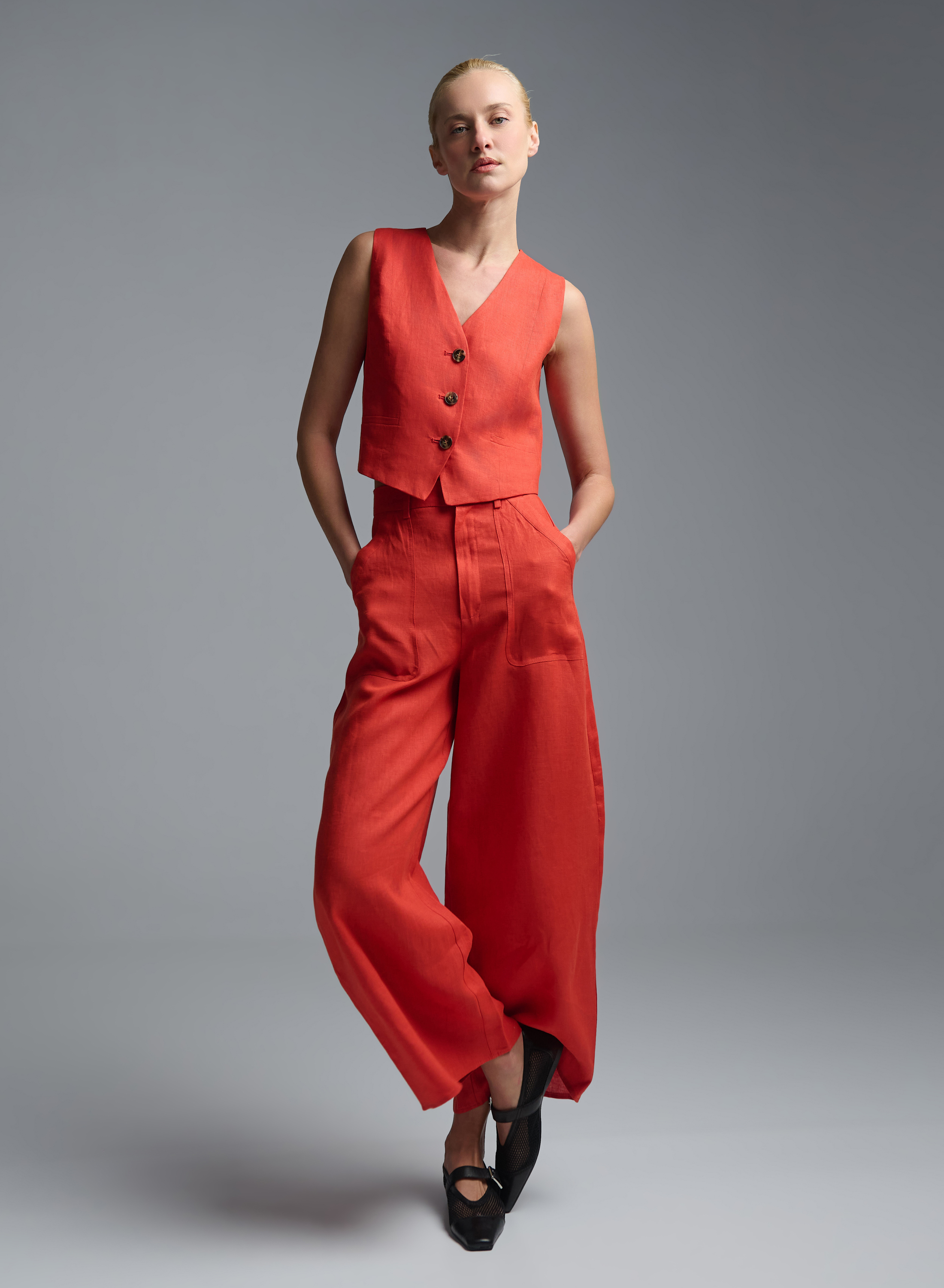 Orange linen Trousers Emme Marella - 3