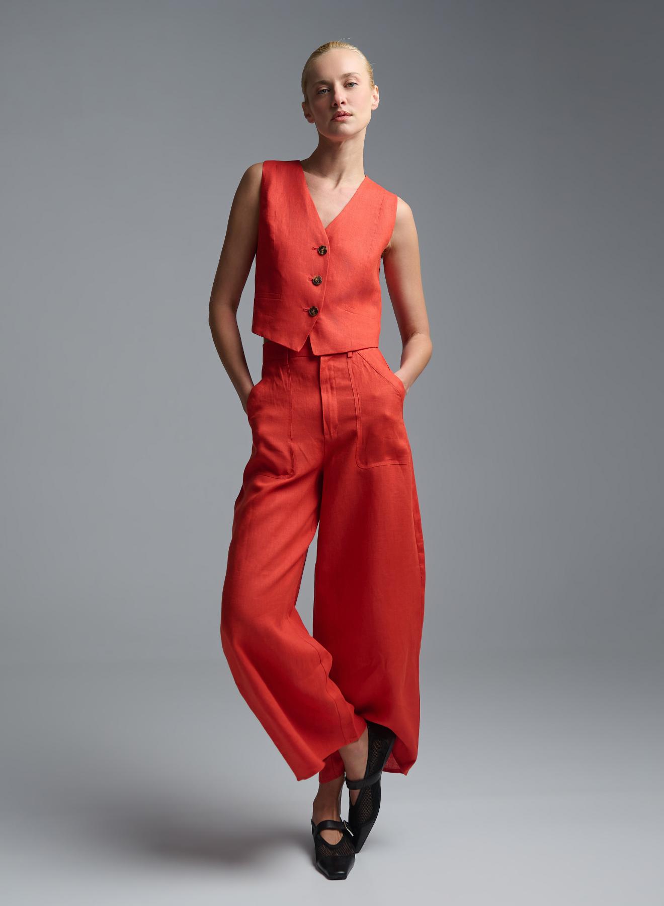 Orange linen Trousers Emme Marella - 4