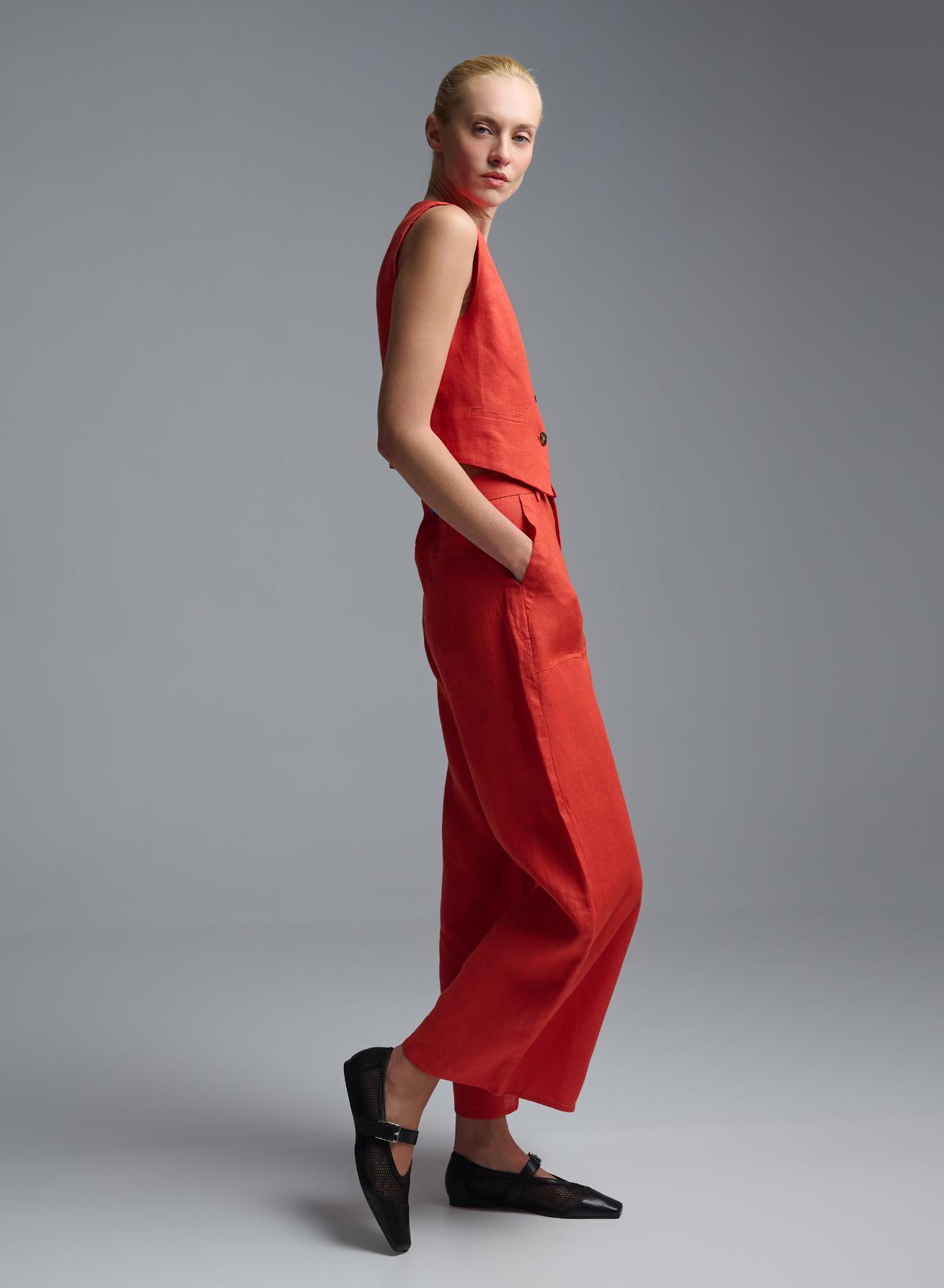 Orange linen Trousers Emme Marella - 5