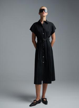 Black sleeveless chemisier Dress with belt R.R. - 60170