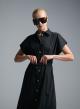 Black sleeveless chemisier Dress with belt R.R. - 3