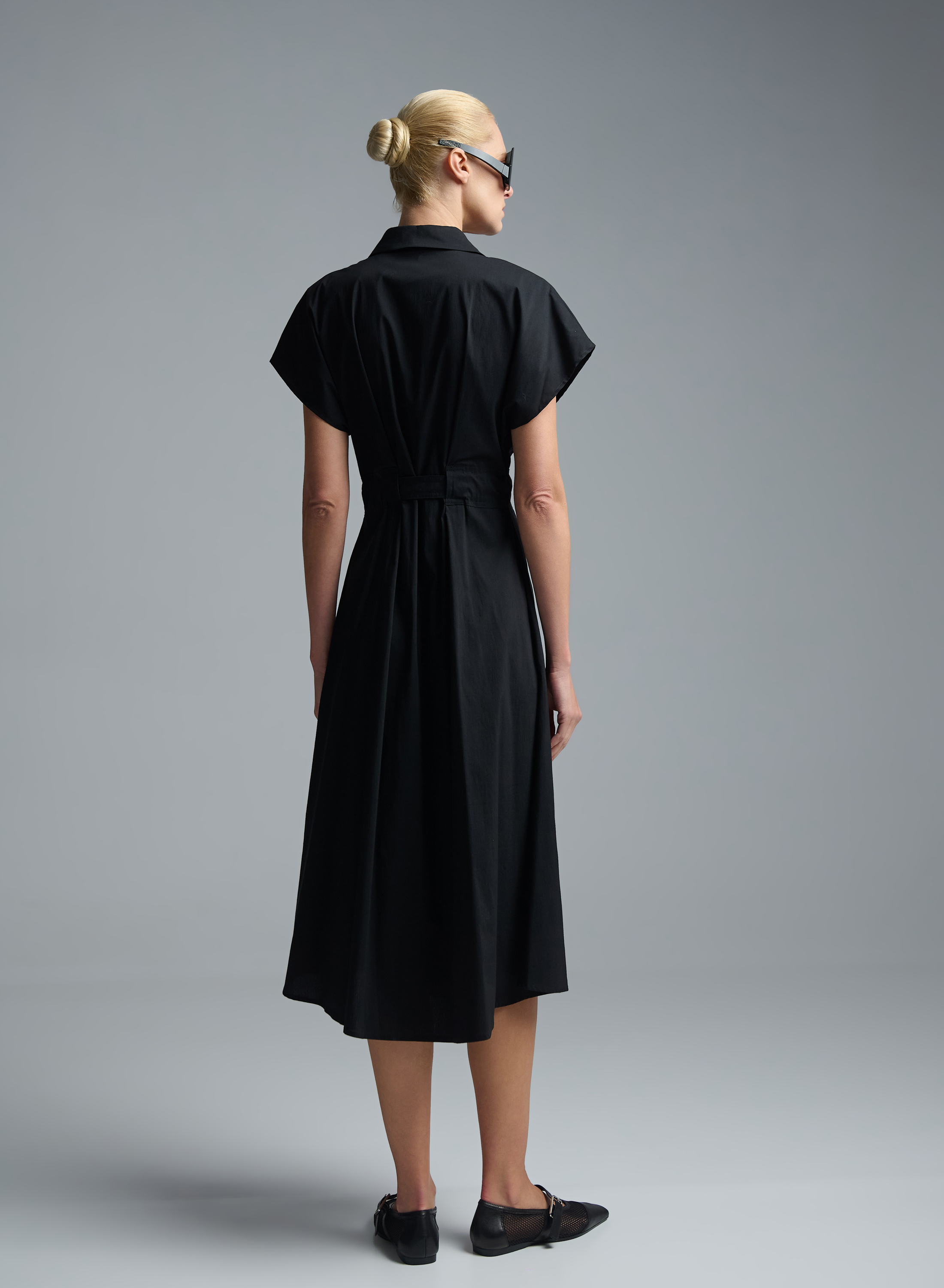 Black sleeveless chemisier Dress with belt R.R. - 5