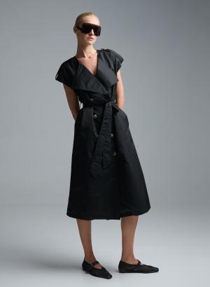 Black sleeveless double breasted Dress with belt C-Blue - 60227