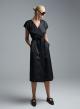 Black sleeveless double breasted Dress with belt C-Blue - 2