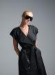 Black sleeveless double breasted Dress with belt C-Blue - 3